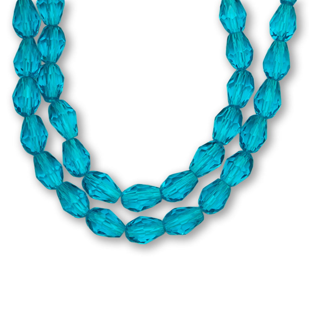 Fire Polished Beads Aquamarine Crystal 6/8mm 1 String