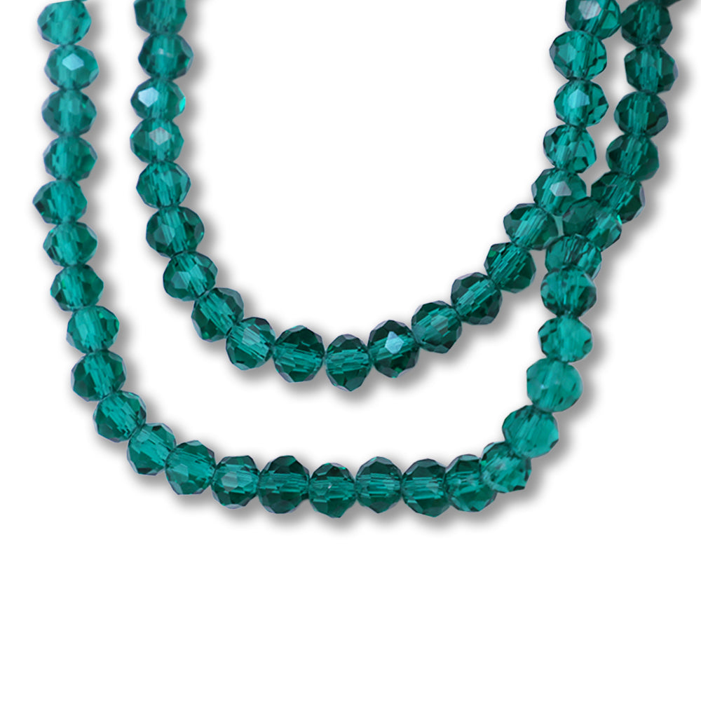 Glass Beads Faceted Round Teal Crystal 4mm 1 String
