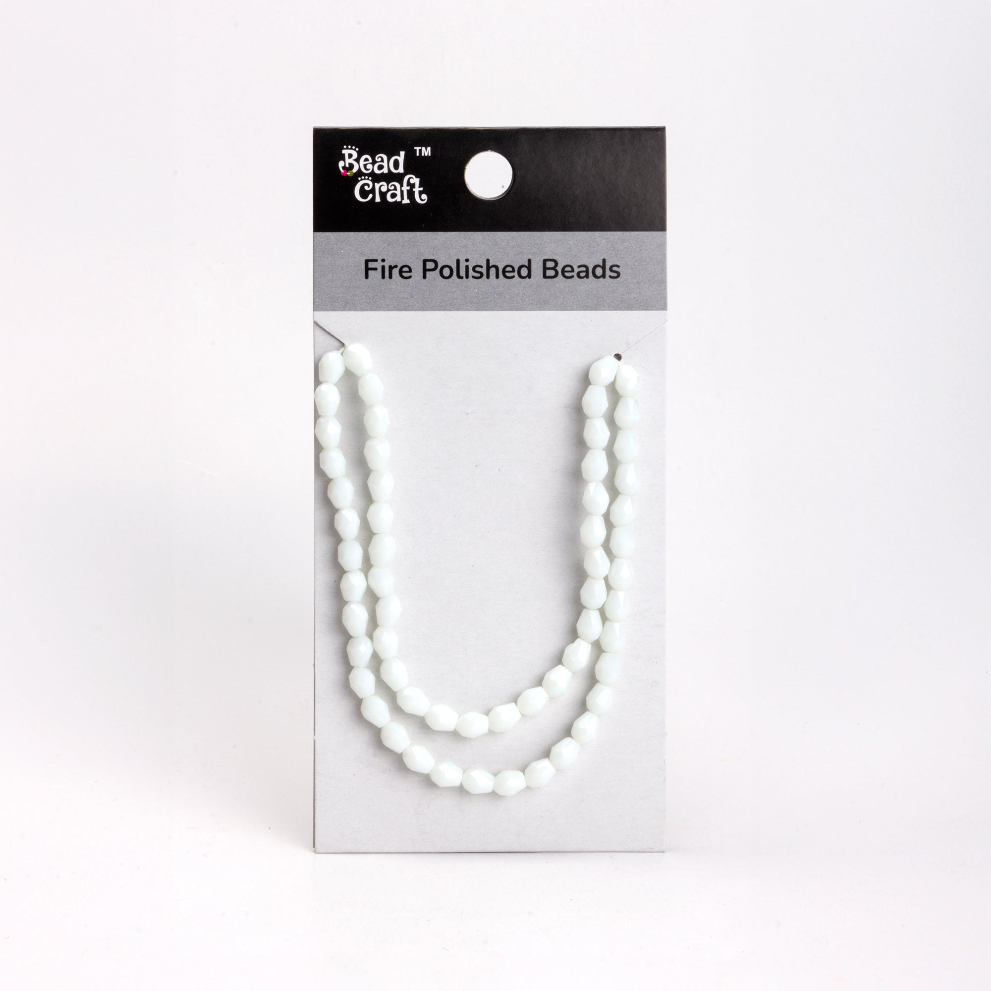 Fire Polished Beads Opaque White 6/8mm 1 String