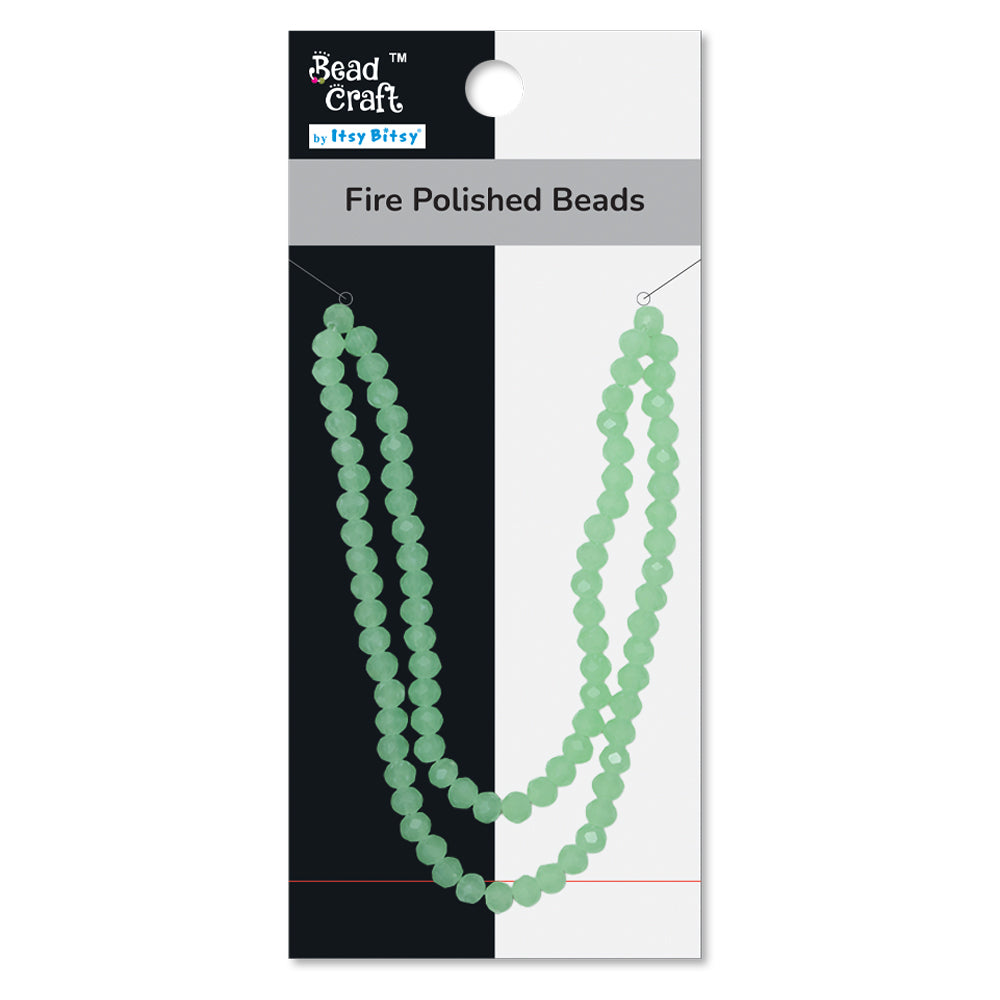 Glass Beads Faceted Round Opaque Jade 6mm 1 String