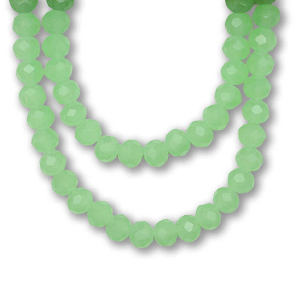 Glass Beads Faceted Round Opaque Jade 6mm 1 String