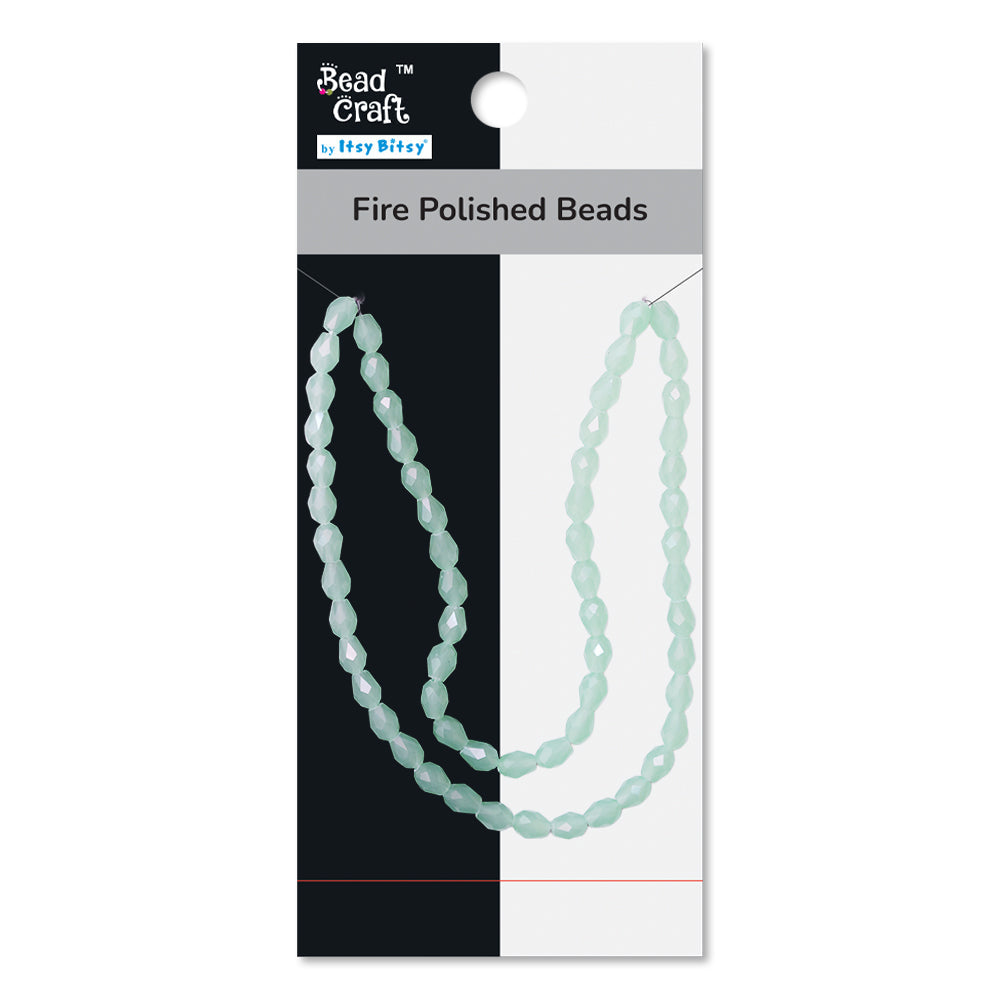 Fire Polished Beads Opaque Jade 6/8mm 1 String