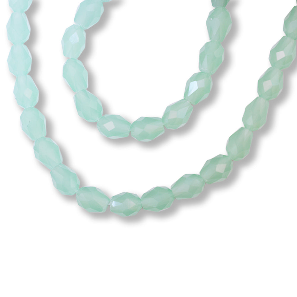 Fire Polished Beads Opaque Jade 6/8mm 1 String