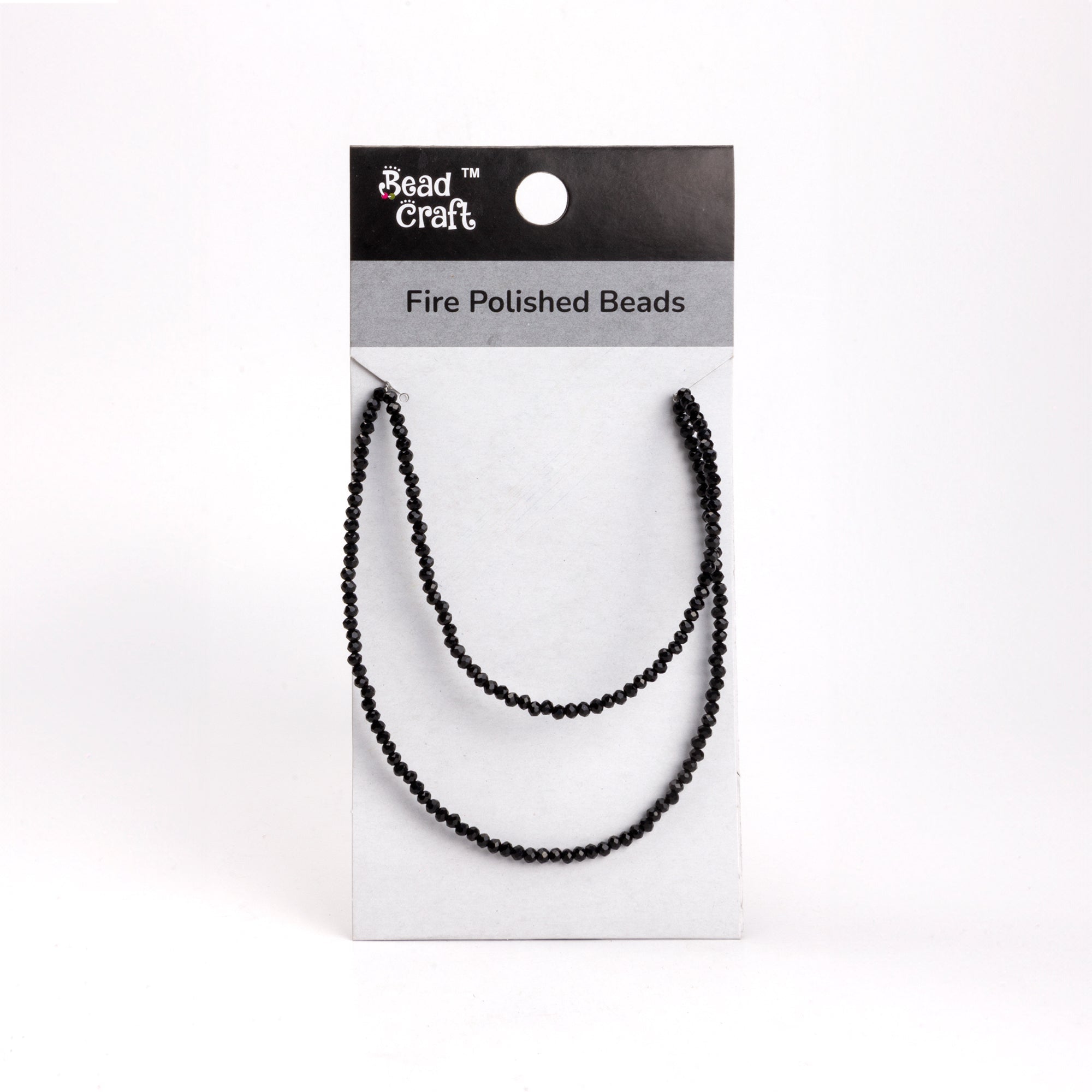 Fire Polished Beads Opaque Ebony 2mm 1 String