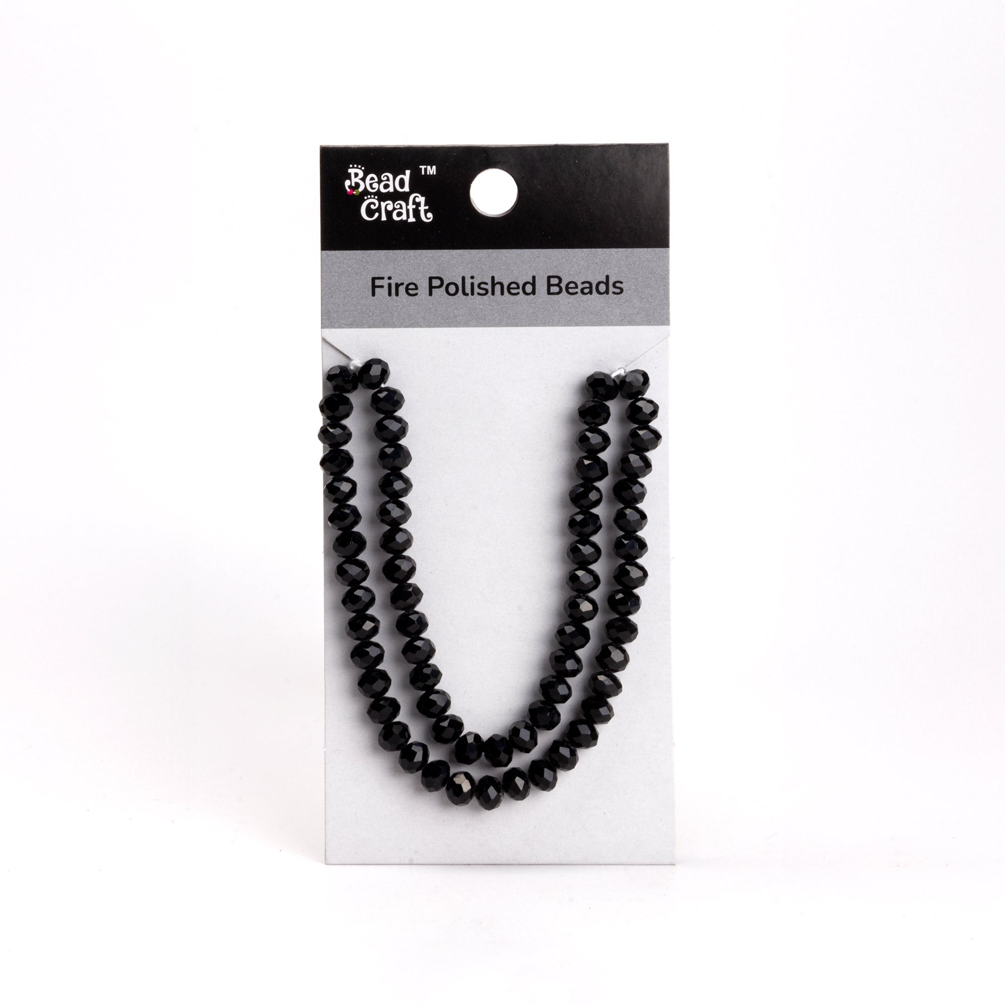Fire Polished Beads Opaque Ebony 8mm 1 String