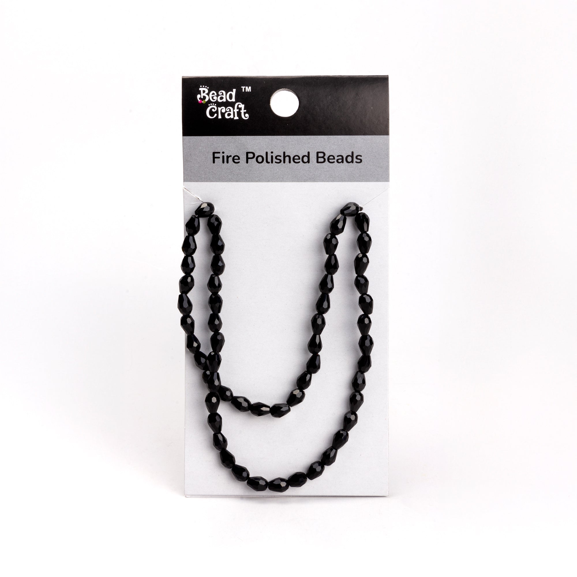 Fire Polished Beads Opaque Ebony 6/8mm 1 String