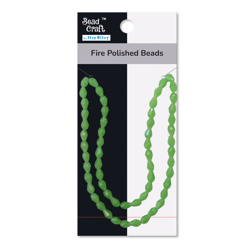 Fire Polished Beads Opaque Lime Green 6/8mm 1 String