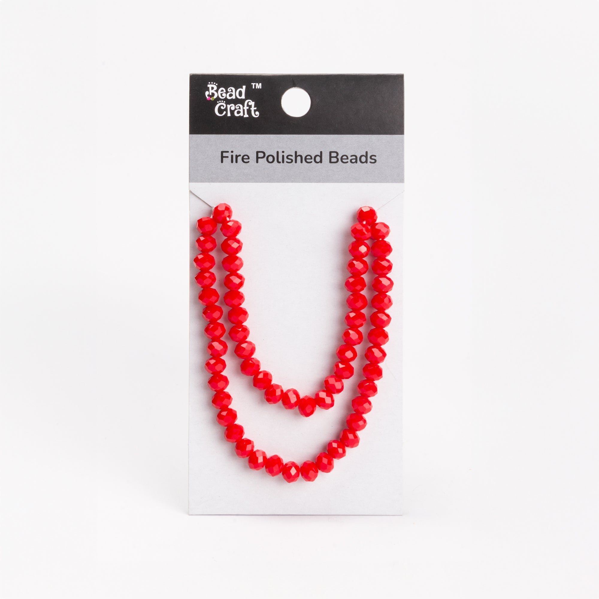 Fire Polished Beads Opaque Ruby 8mm 1 String