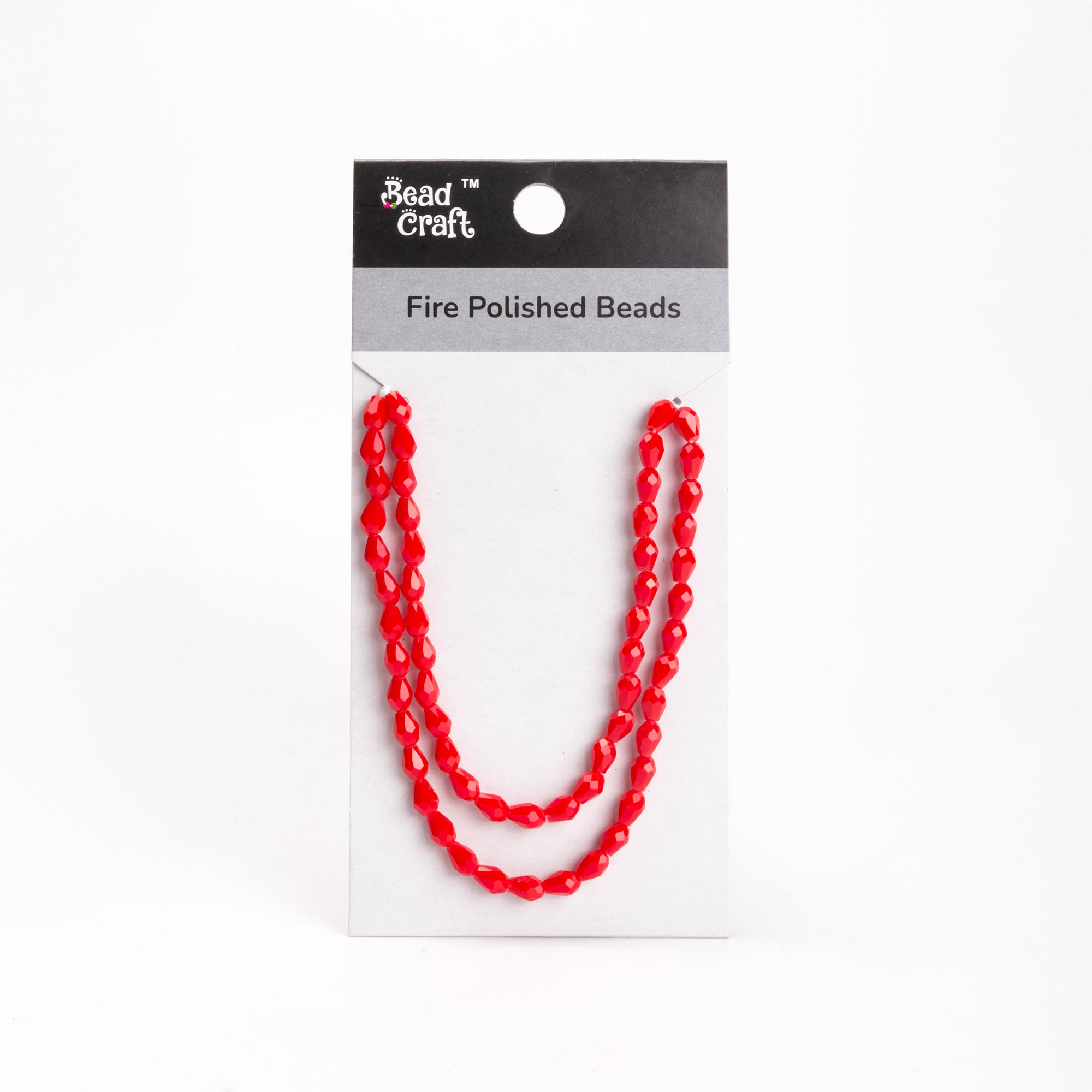 Fire Polished Beads Opaque Ruby 6/8mm 1 String