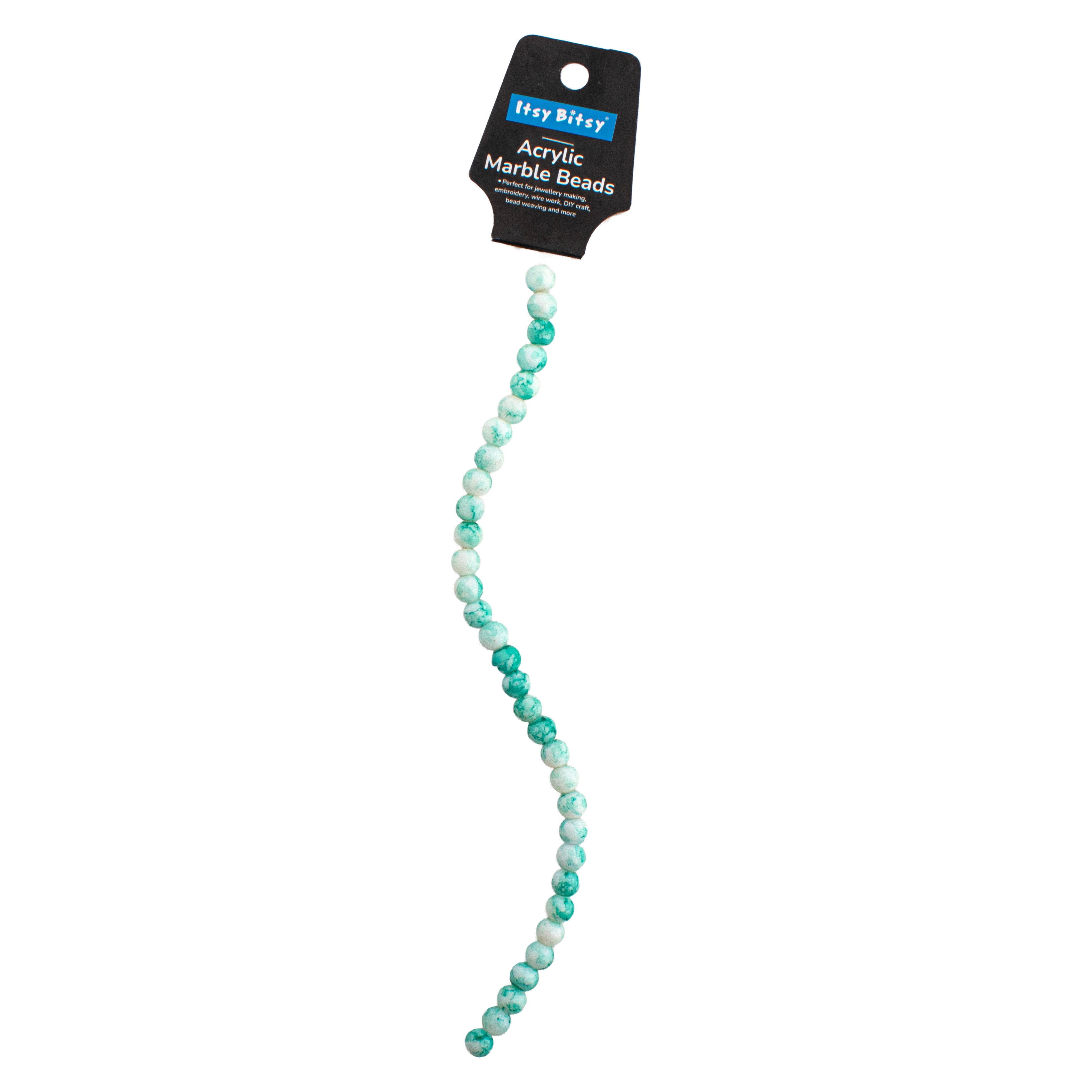 Acrylic Marble Beads Turquoise Fusion 1 String
