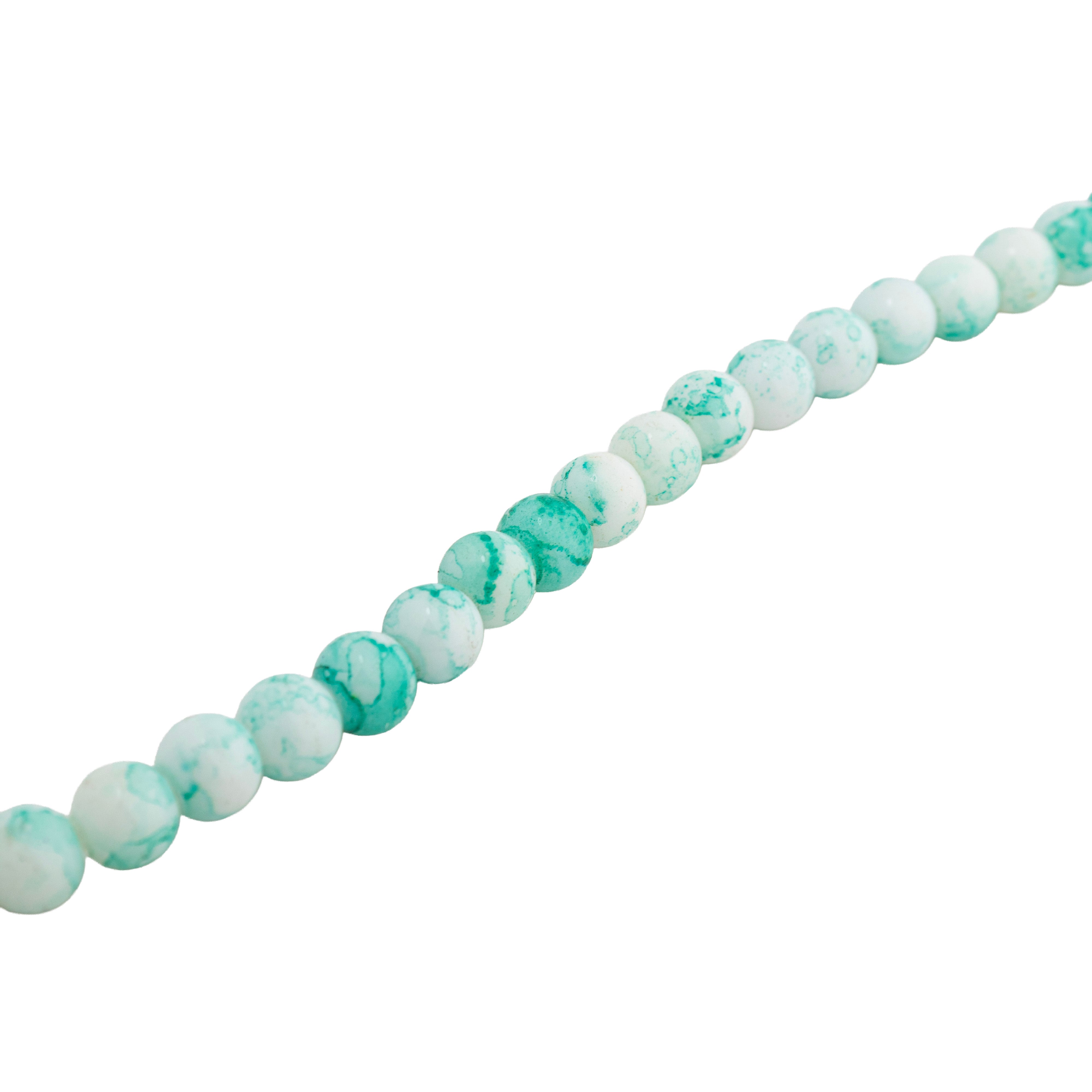 Acrylic Marble Beads Turquoise Fusion 1 String