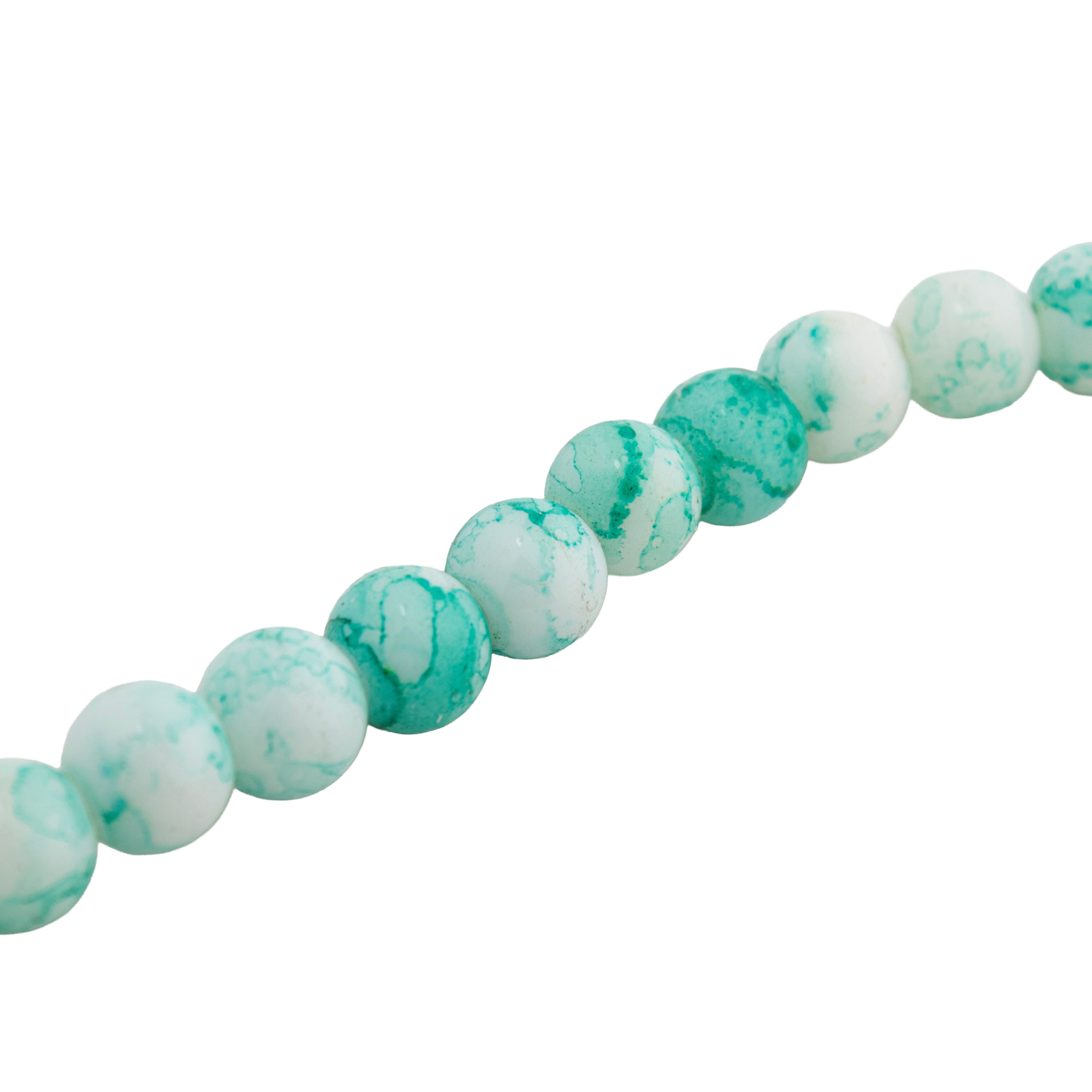 Acrylic Marble Beads Turquoise Fusion 1 String