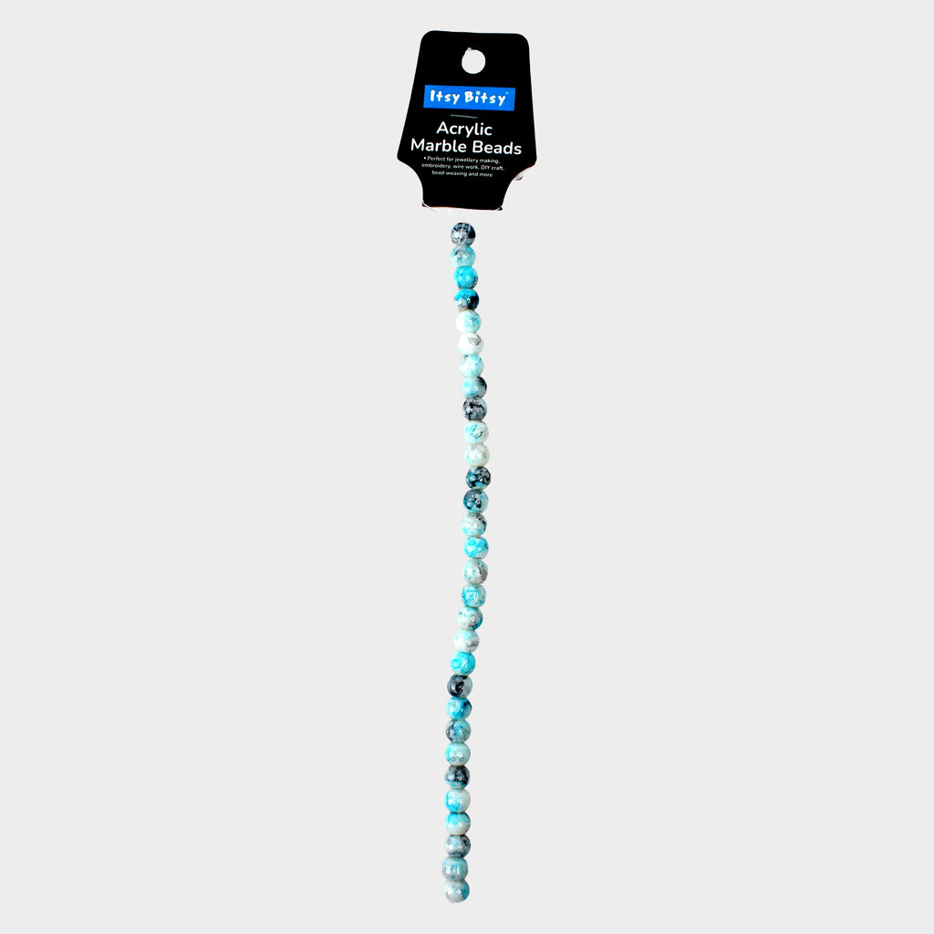 Acrylic Marble Beads Inky Fusion 1 String