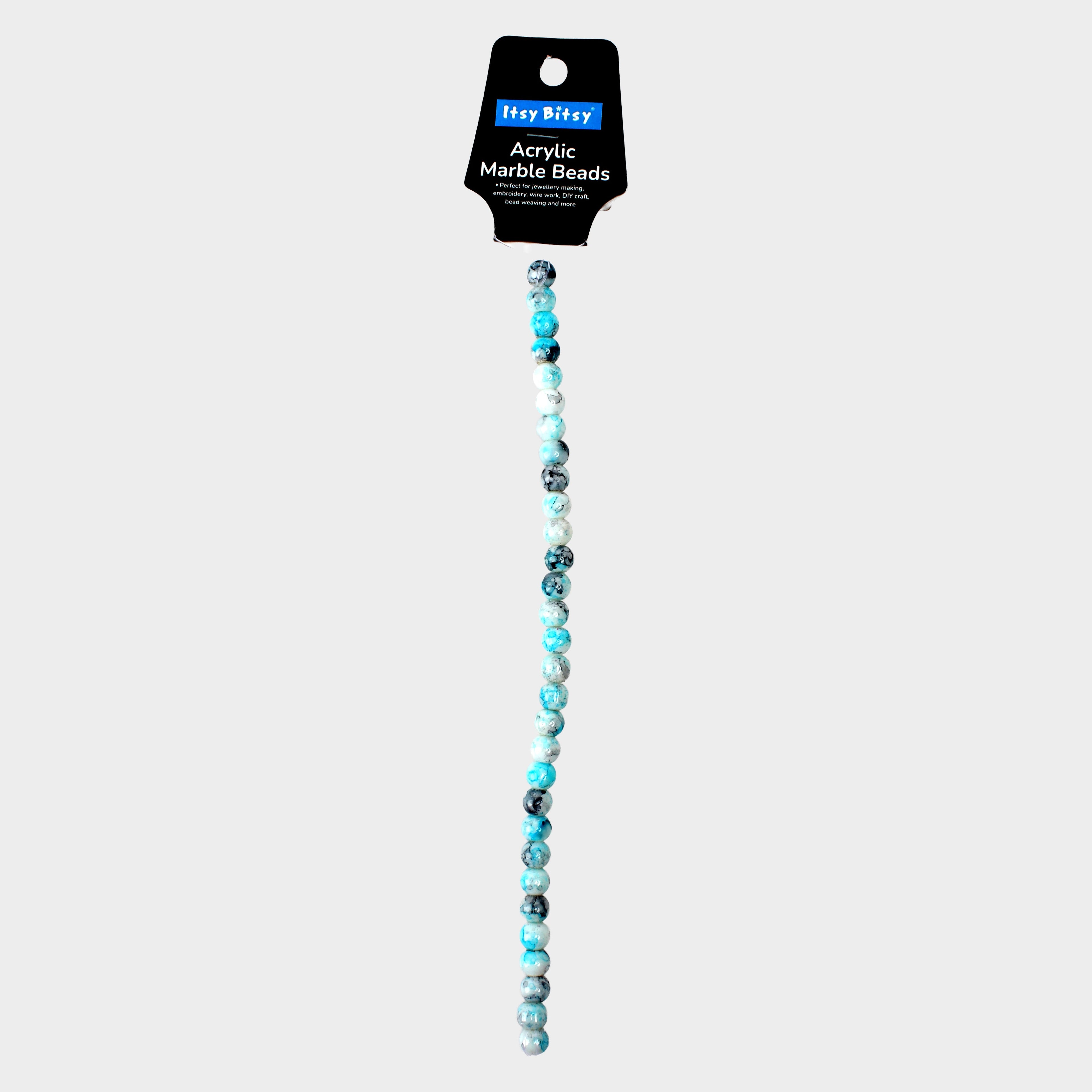 Acrylic Marble Beads Inky Fusion 1 String