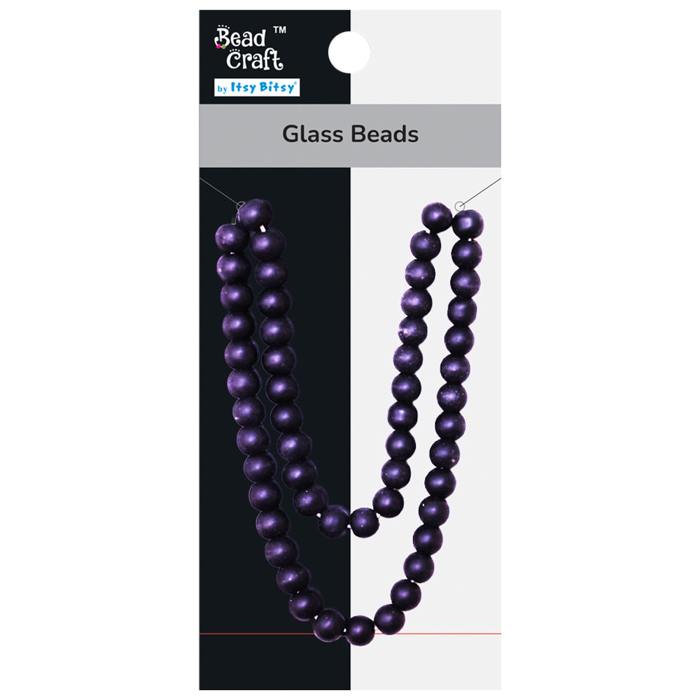 Glass Beads Ebony Black Matte Finish 1 String