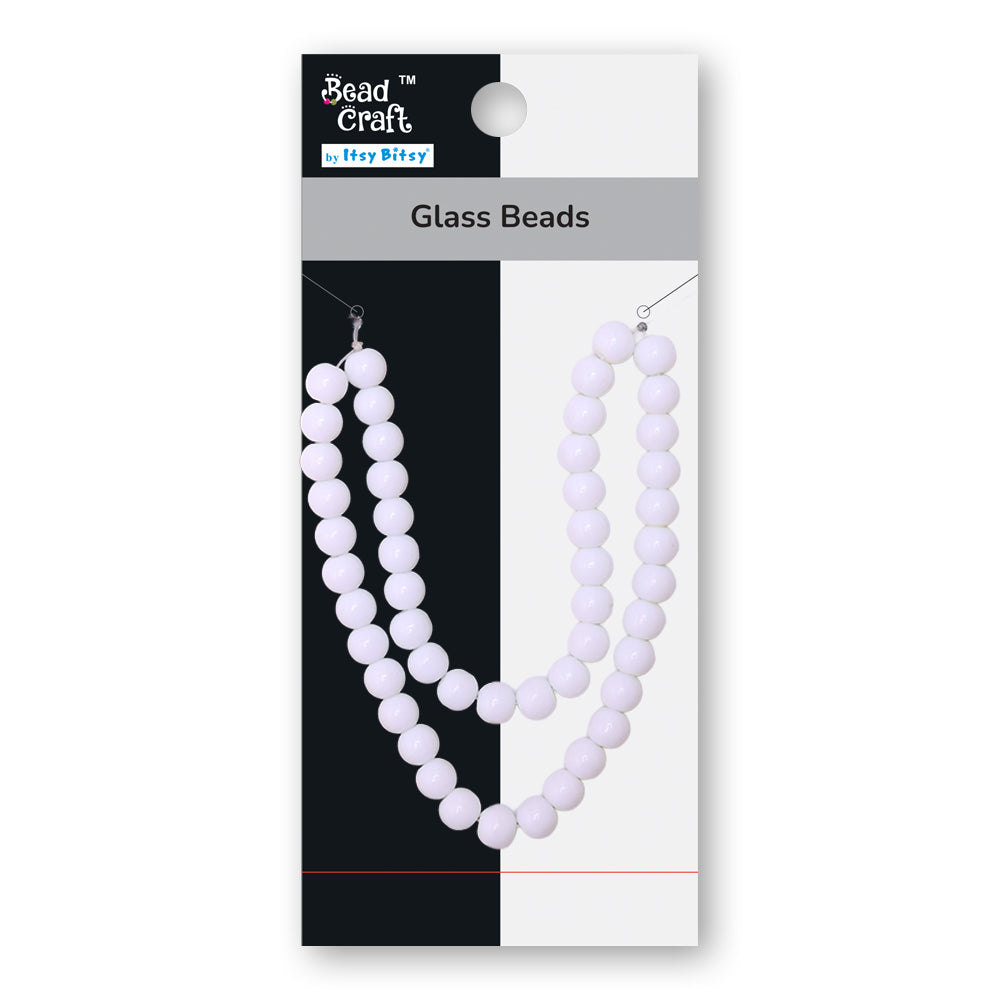 Glass Beads White Matte Finish 1 String