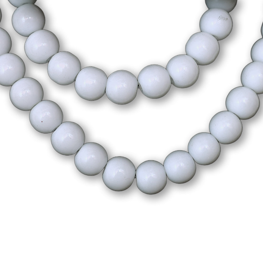 Glass Beads White Matte Finish 1 String