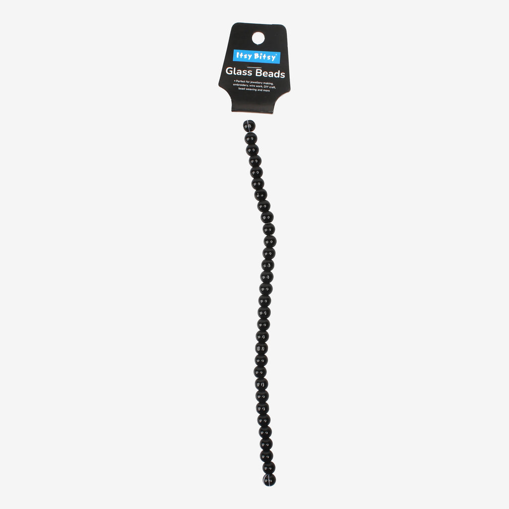 Glass Beads Ebony Black 1 String