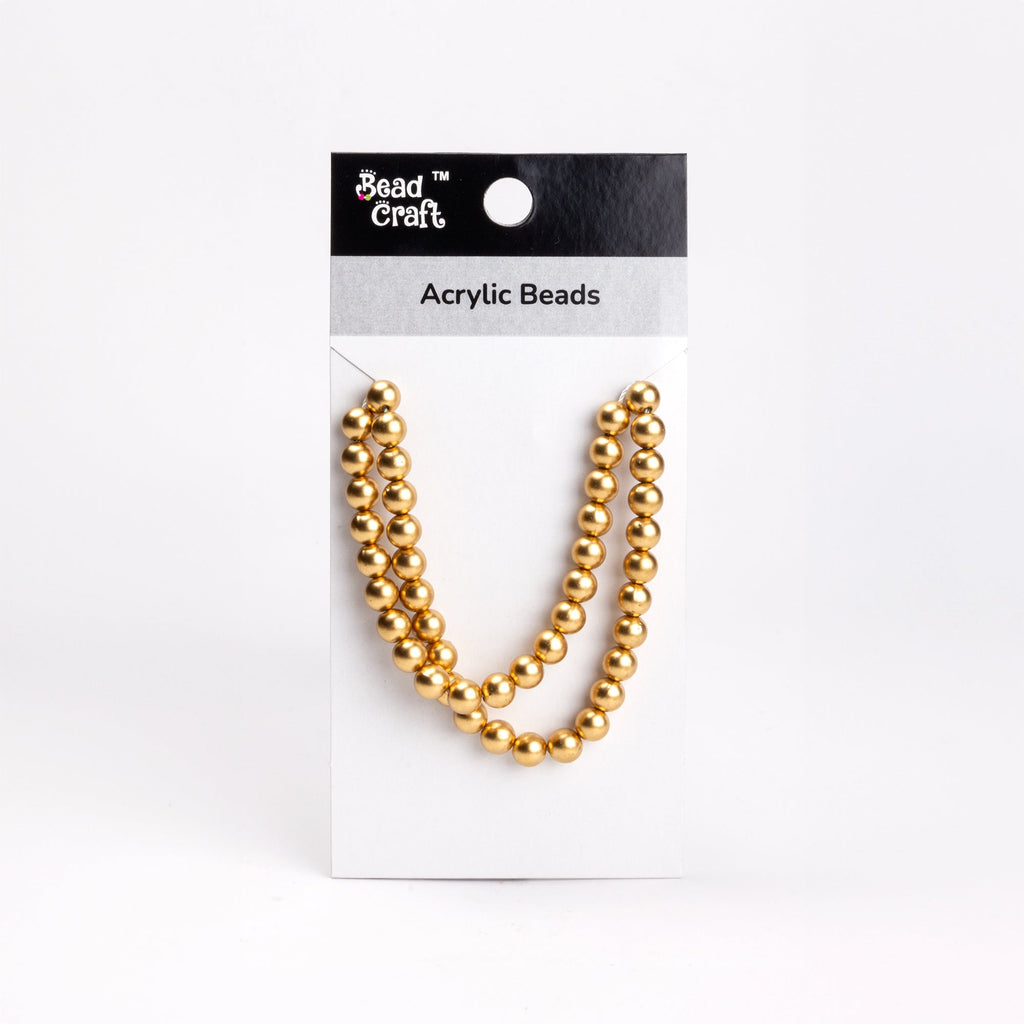 Acrylic Beads Matte Metallic Gold 1 String