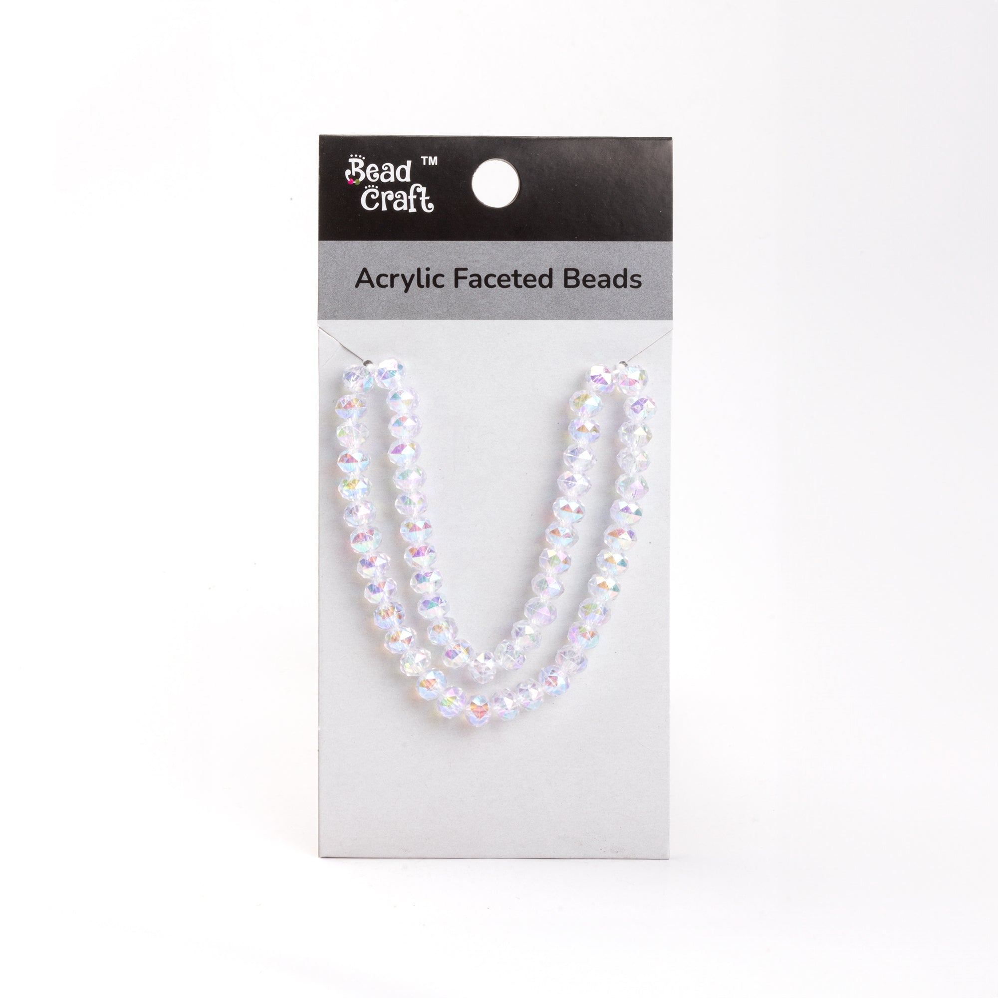 Acrylic Faceted Beads Clear Rainbow 1 String