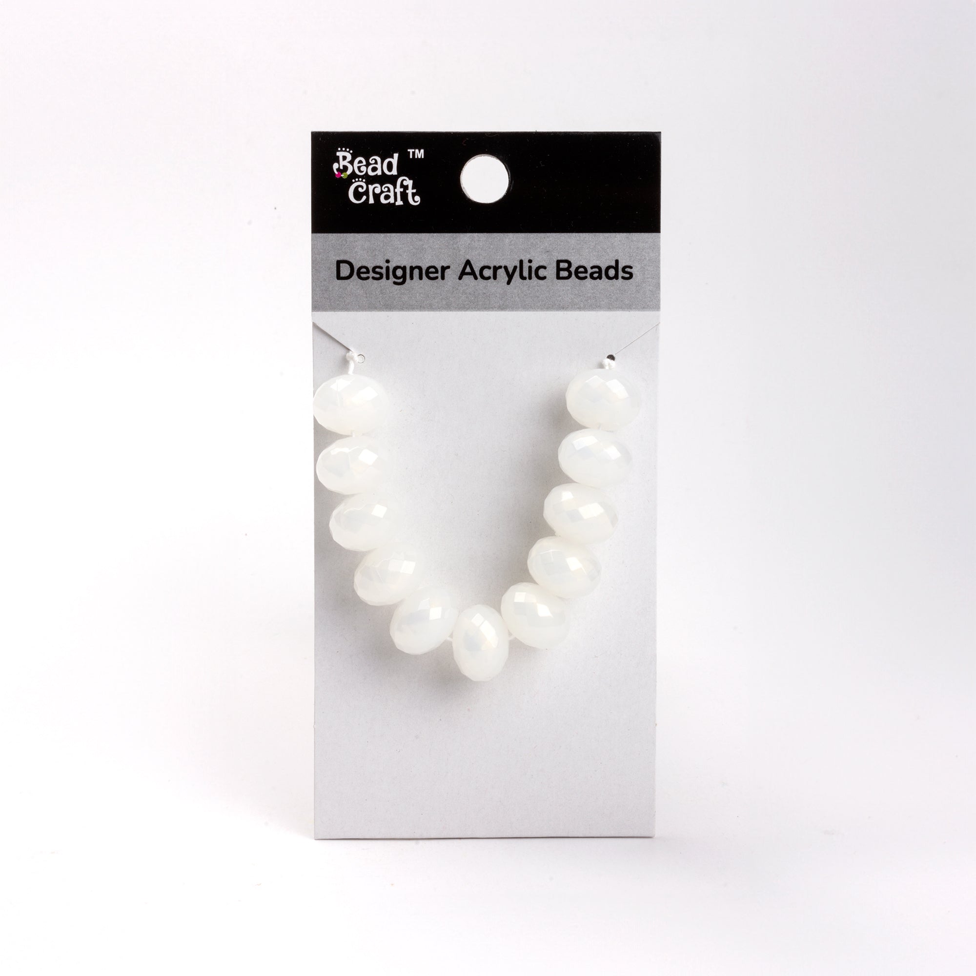 Designer Acrylic Beads White 1 String