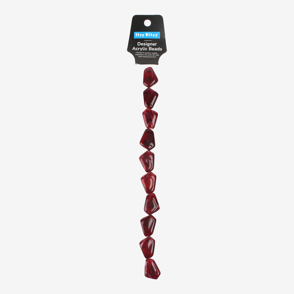 Designer Acrylic Beads Red Marble Approx 25gm 1 String (Big)