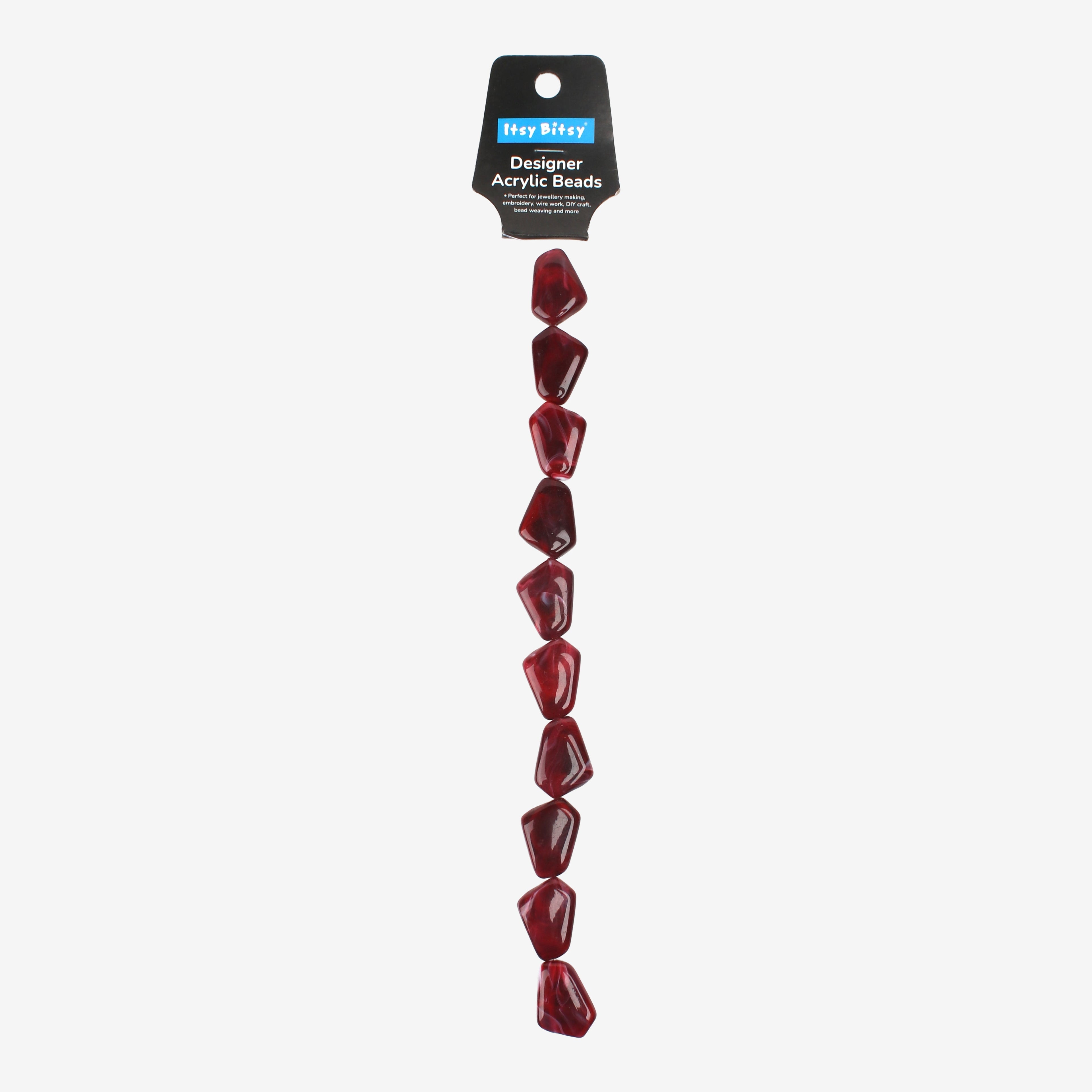 Designer Acrylic Beads Red Marble Approx 25gm 1 String (Big)