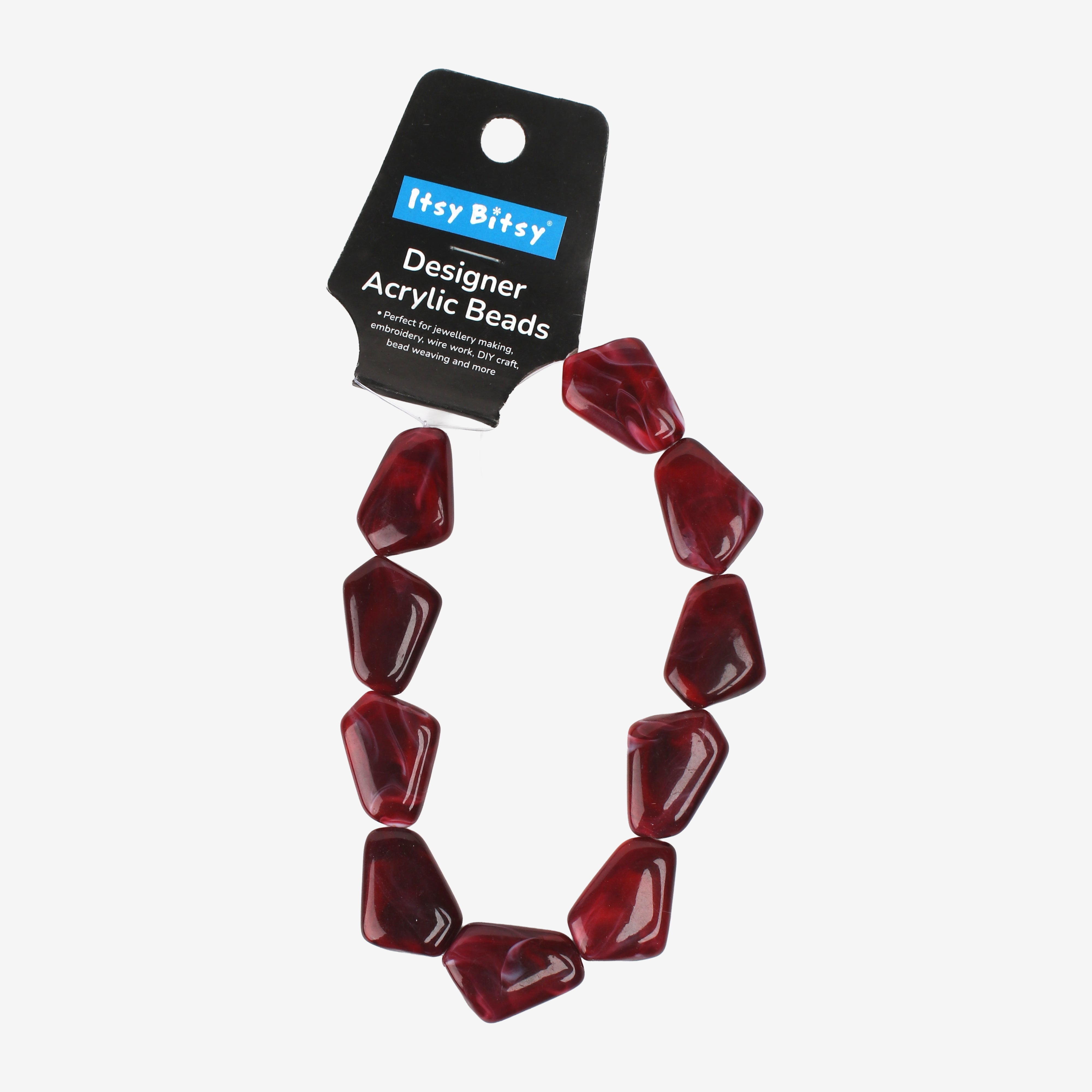 Designer Acrylic Beads Red Marble Approx 25gm 1 String (Big)