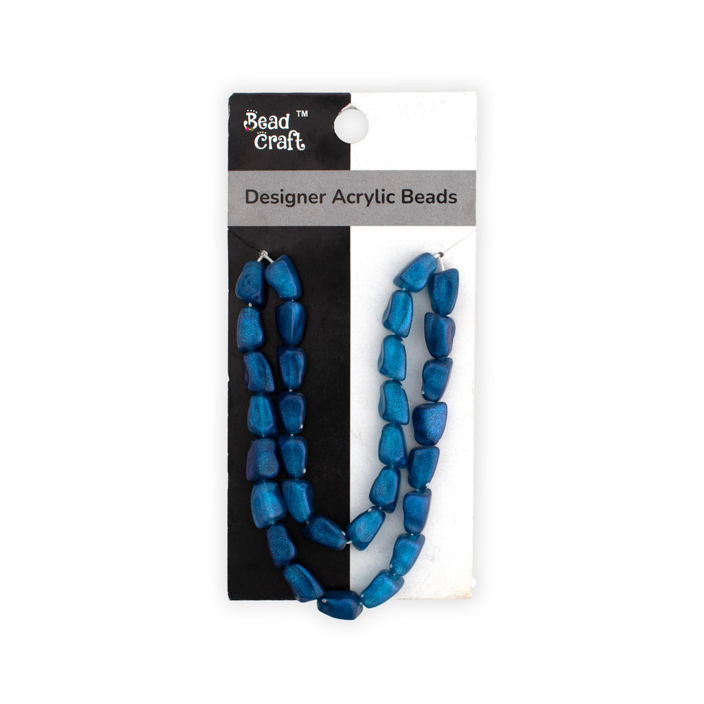 Designer Acrylic Beads Glassy Blue Approx 25gm 1 String