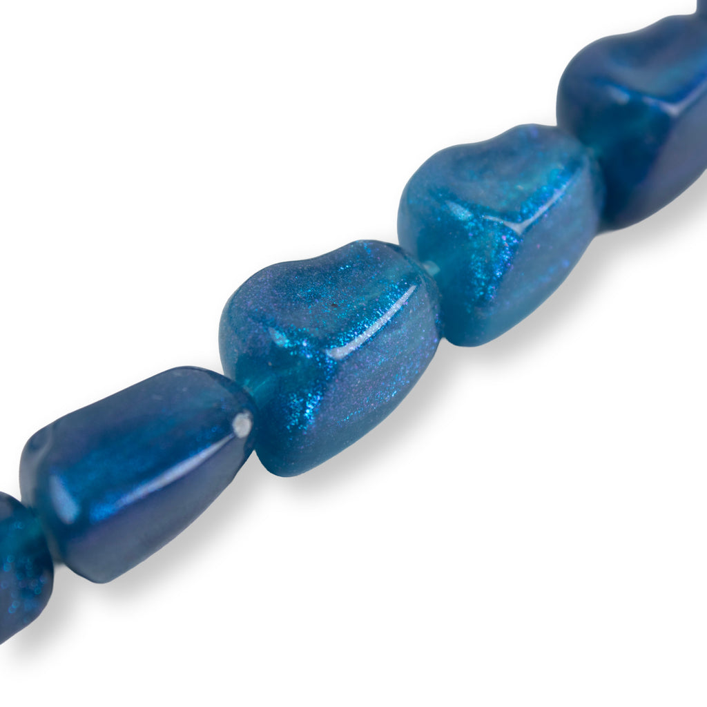 Designer Acrylic Beads Glassy Blue Approx 25gm 1 String