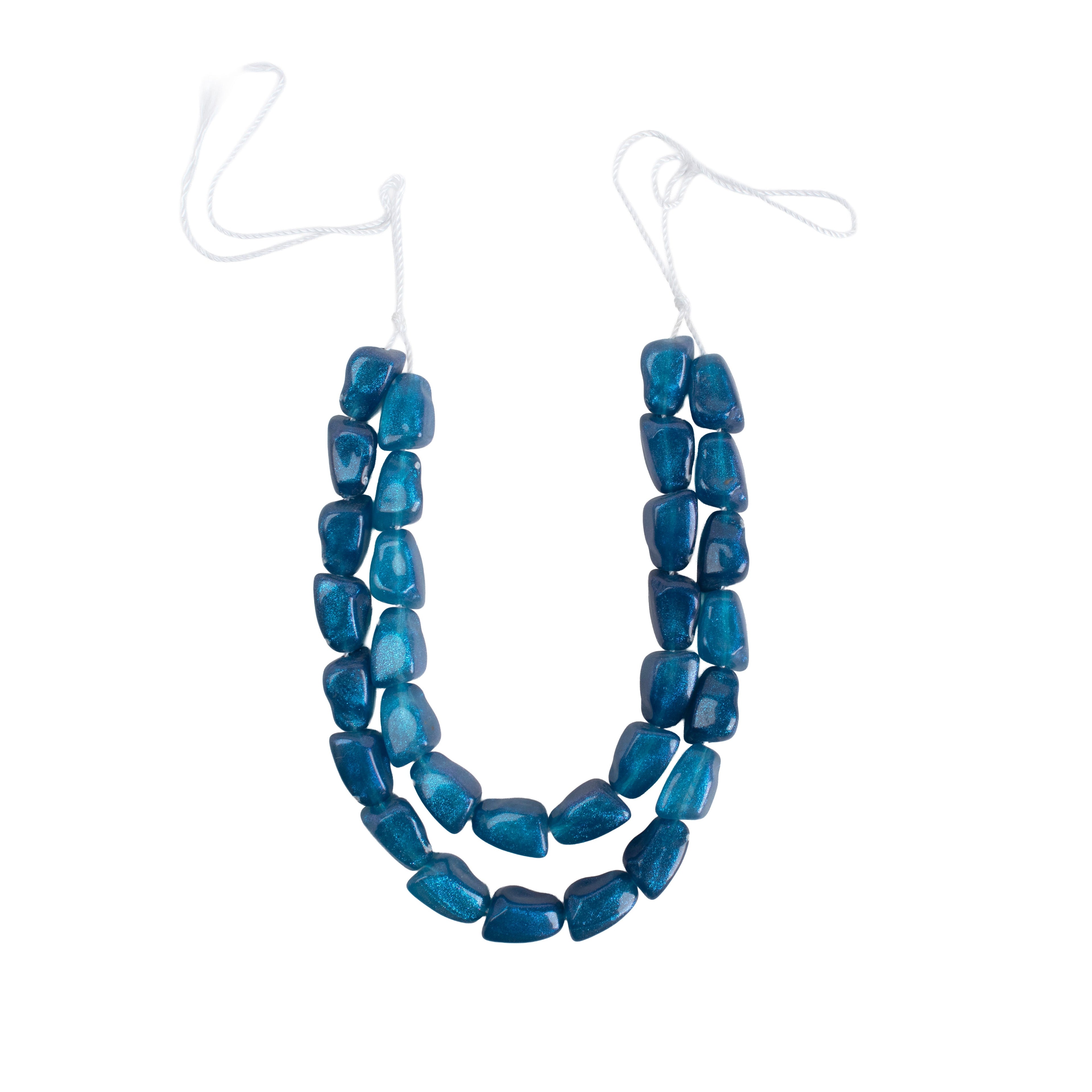 Designer Acrylic Beads Glassy Blue Approx 25gm 1 String