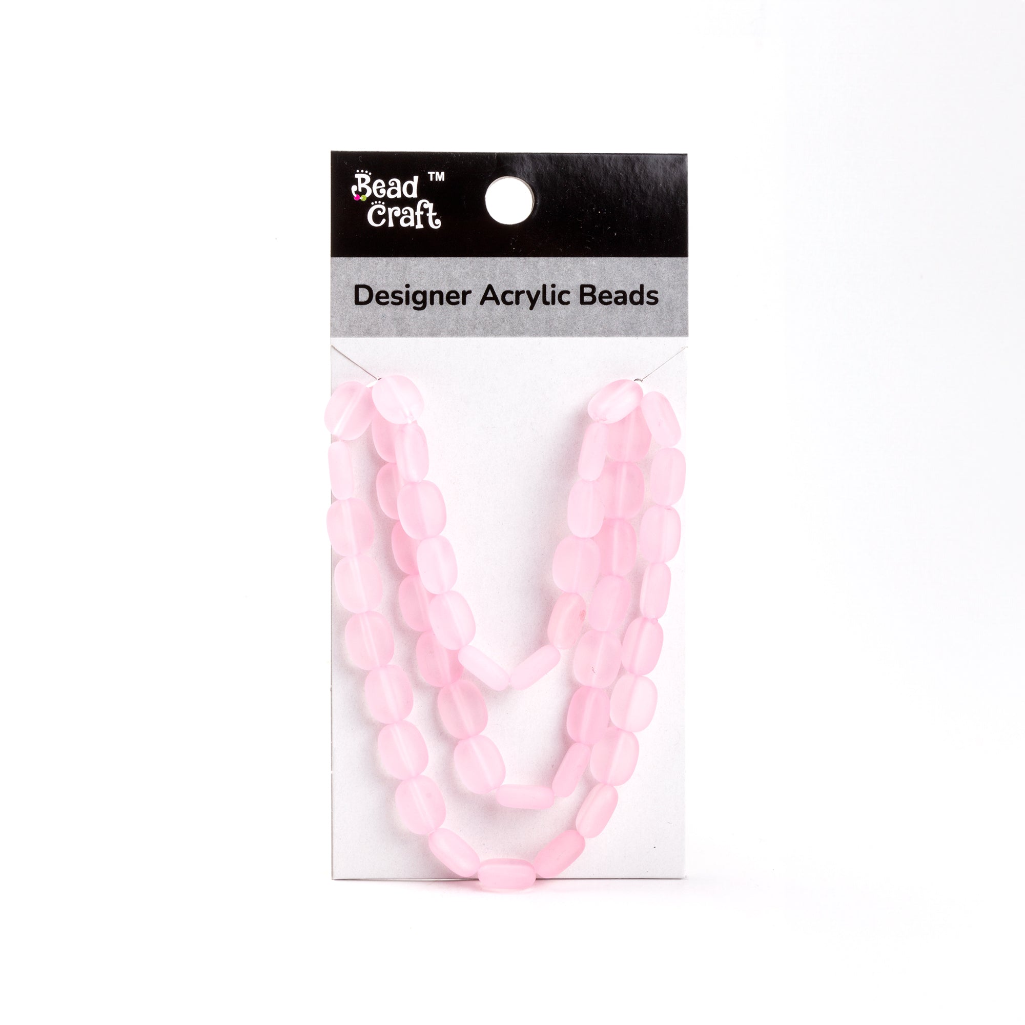 Designer Acrylic Beads Frosted Pink Approx 25gm 1 String