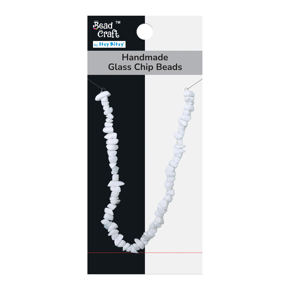 Handmade Glass Chip Beads Icy White Approx 15gm