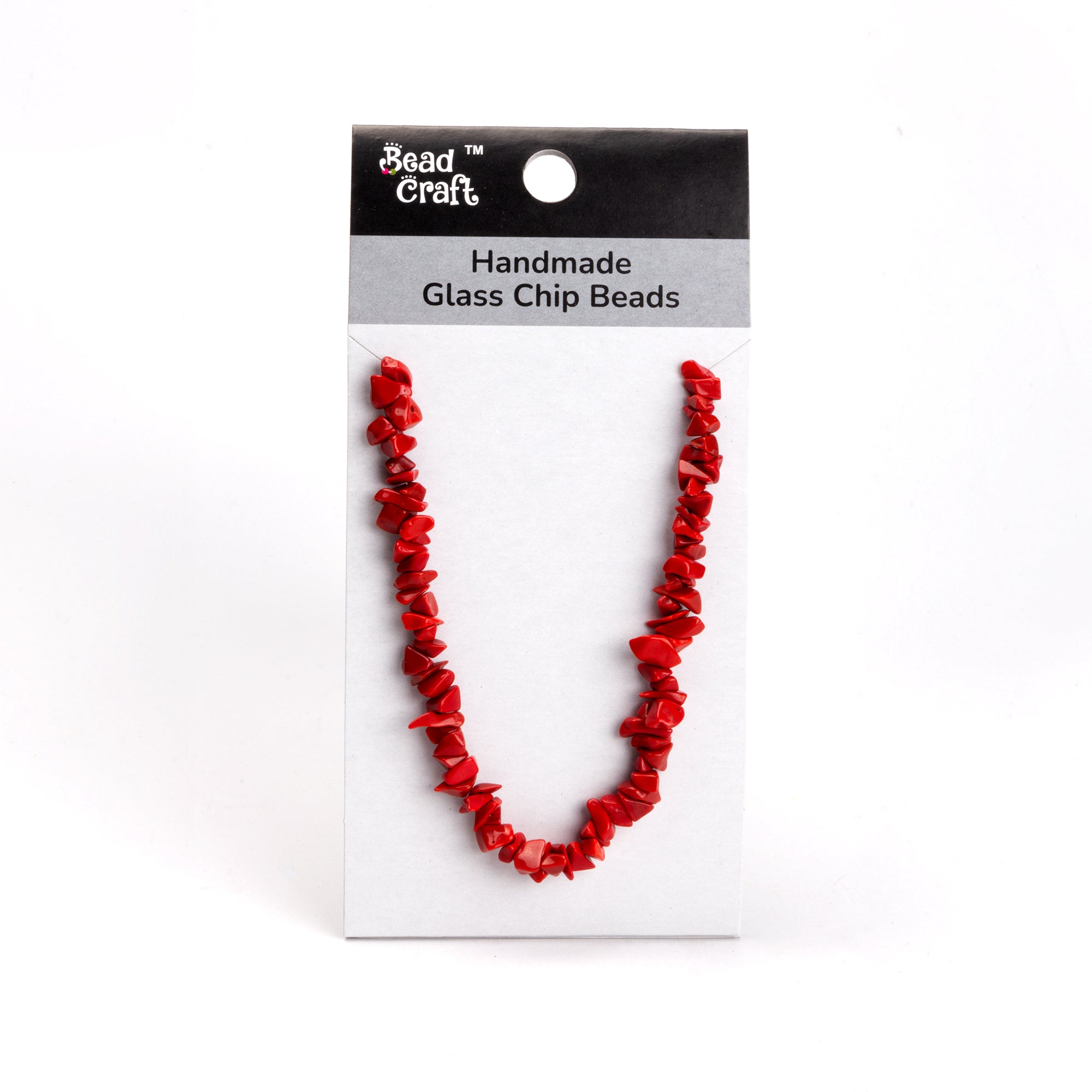 Handmade Glass Chip Beads Scarlet Approx 15gm