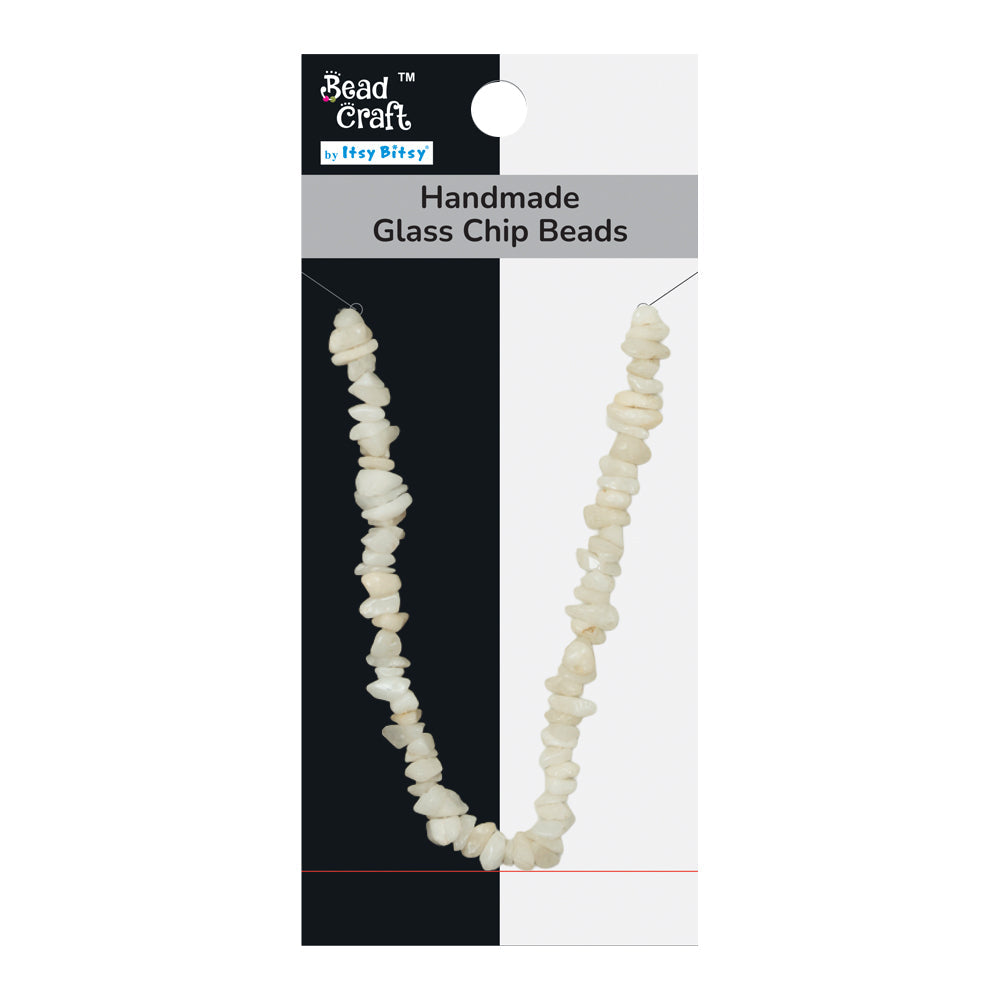 Handmade Glass Chip Beads Ivory Approx 15gm