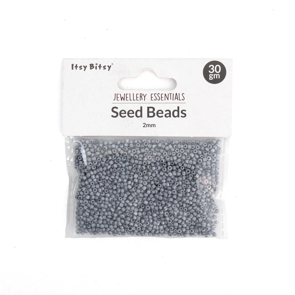 Seed Beads Grey 2mm 30g