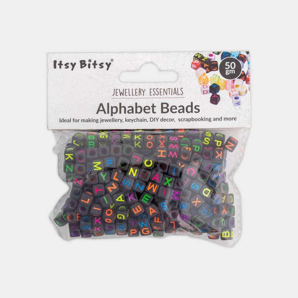 Jewellery Essentials Alphabet Beads Black 50gm