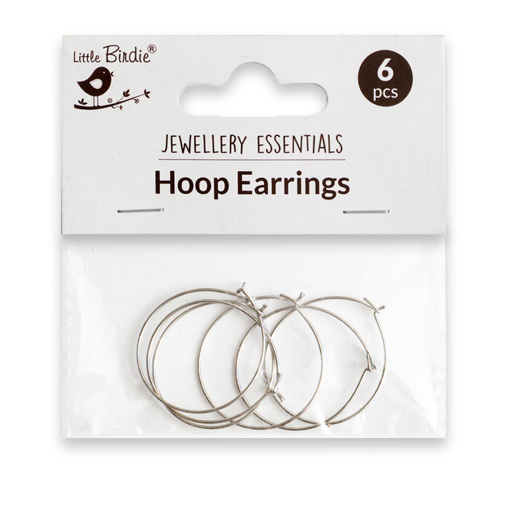 Jewellery Findings Ear Hoops Round 2.5Cm Dia Nickel 6 Pcs