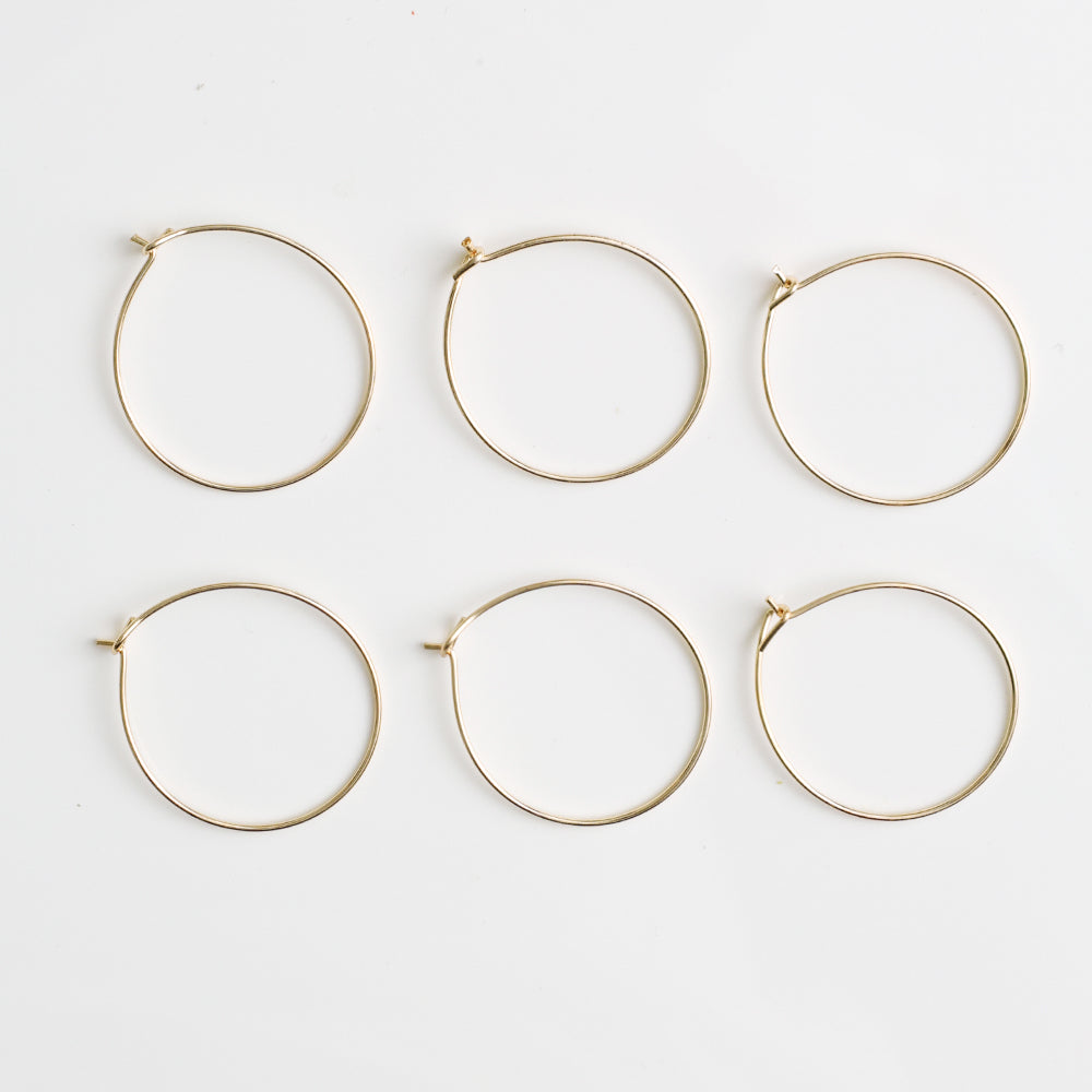 Jewellery Findings Ear Hoops Round 40Mm Dia Gold 6 Pcs
