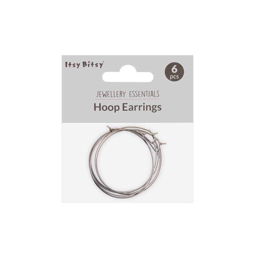 Jewellery Findings Ear Hoops Round 40mm Dia Nickel 6Pcs
