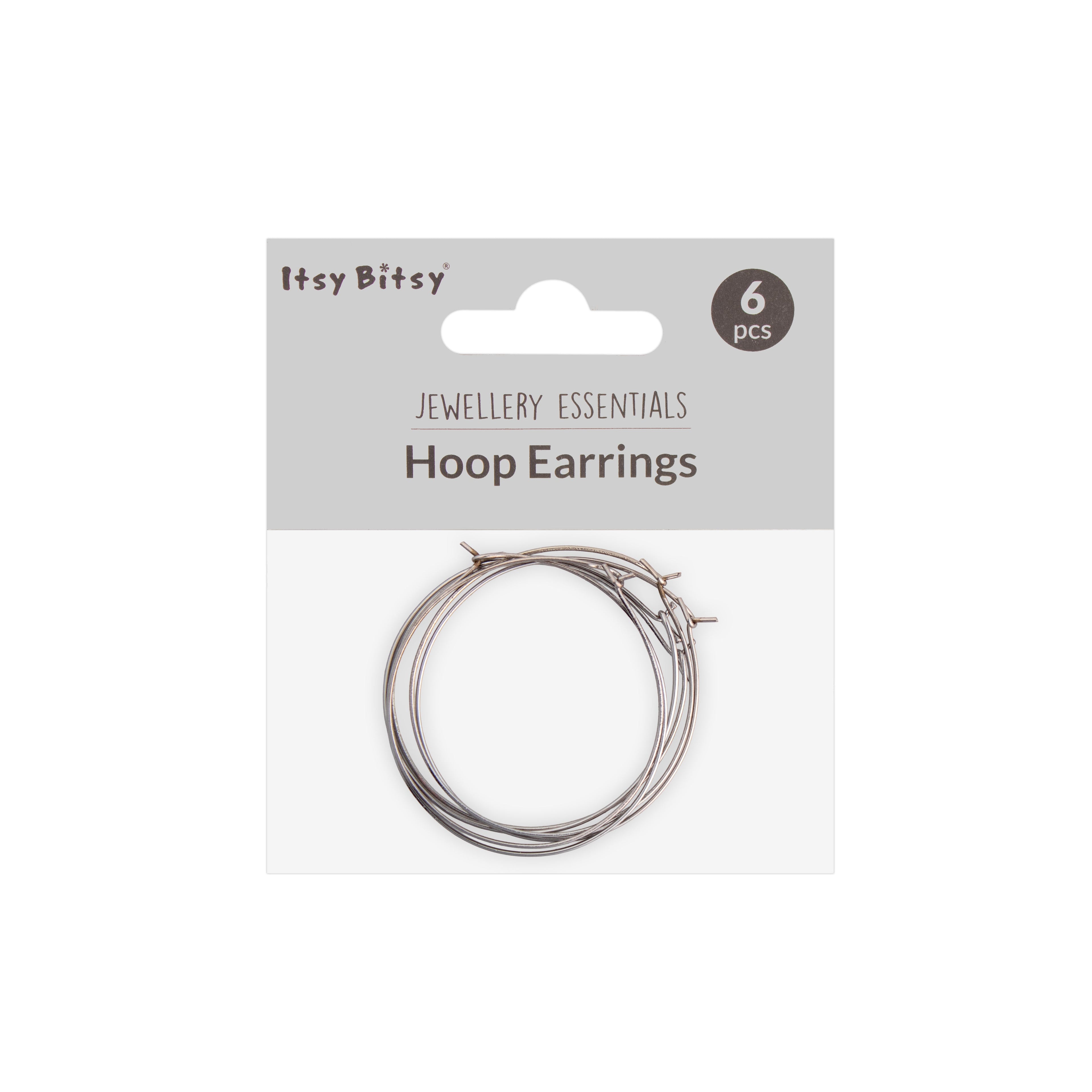 Jewellery Findings Ear Hoops Round 40mm Dia Nickel 6Pcs