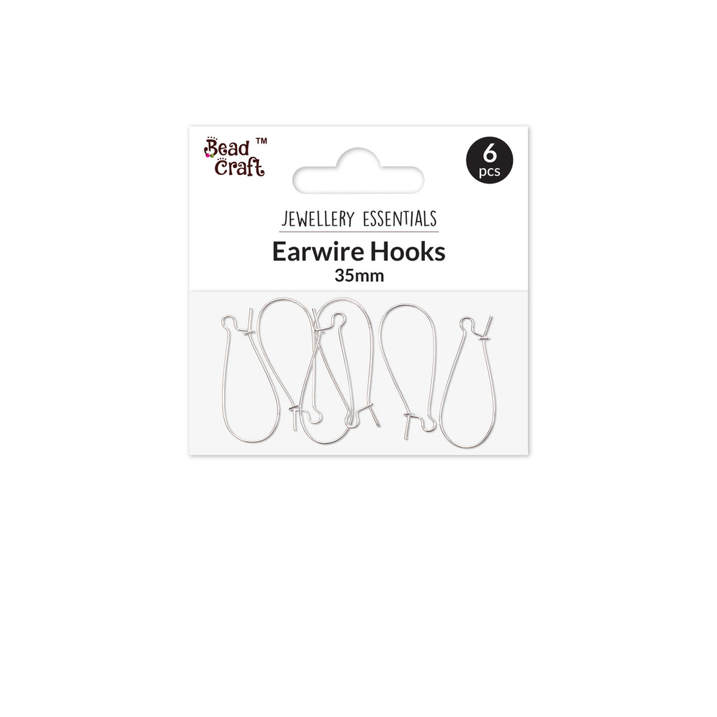 Jewellery Findings Drop Clasps U Hoop 35mm Silver 6Pc