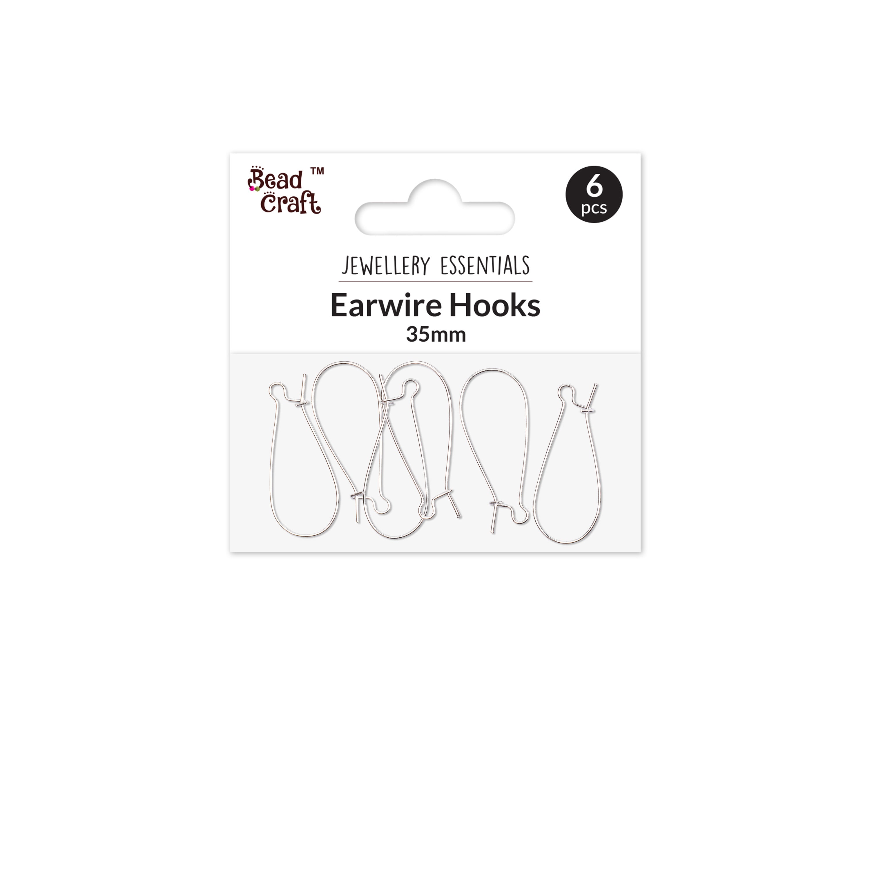 Jewellery Findings Drop Clasps U Hoop 35mm Silver 6Pc
