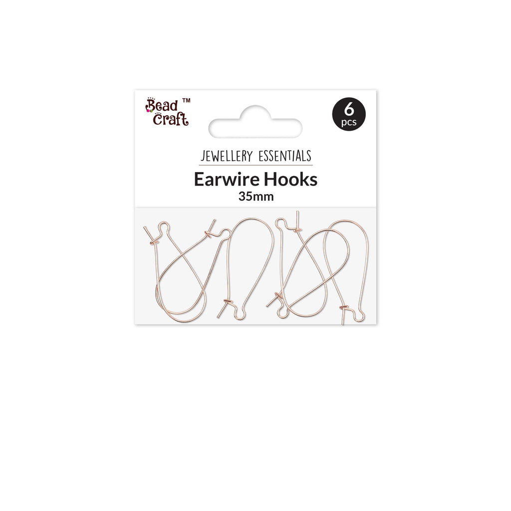 Jewellery Findings Drop Clasps U Hoop 35mm Rose Gold 6Pc