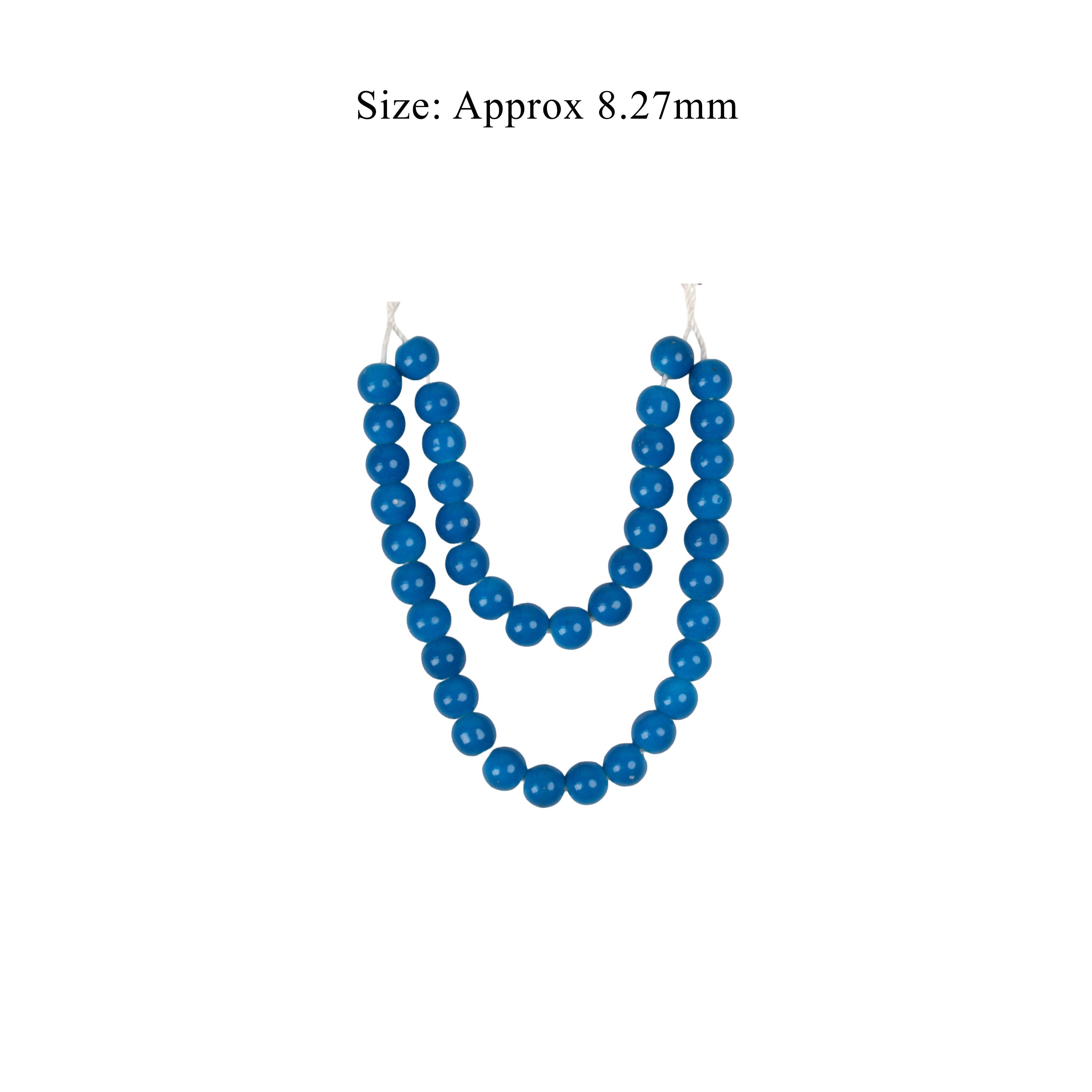 Glass Beads Round Azure Approx 8.27mm 1 String