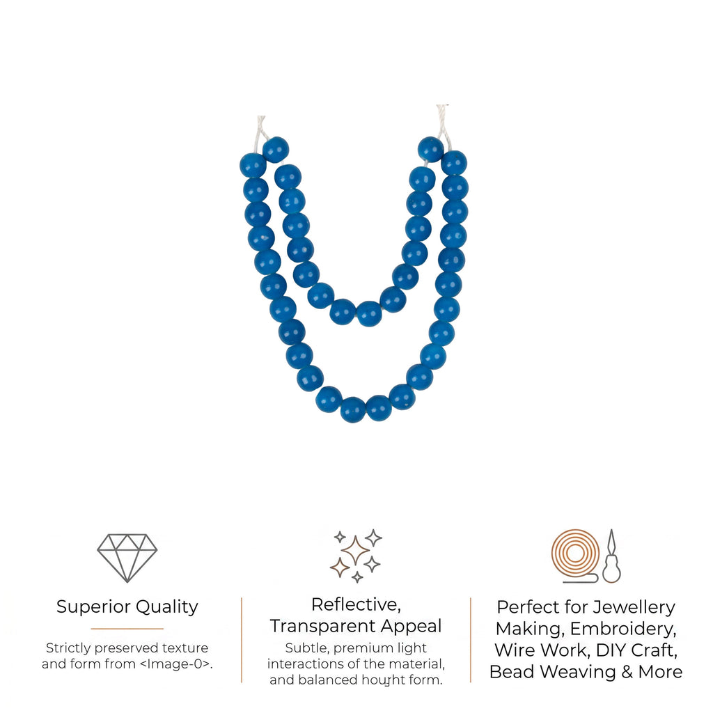 Glass Beads Round Azure Approx 8.27mm 1 String
