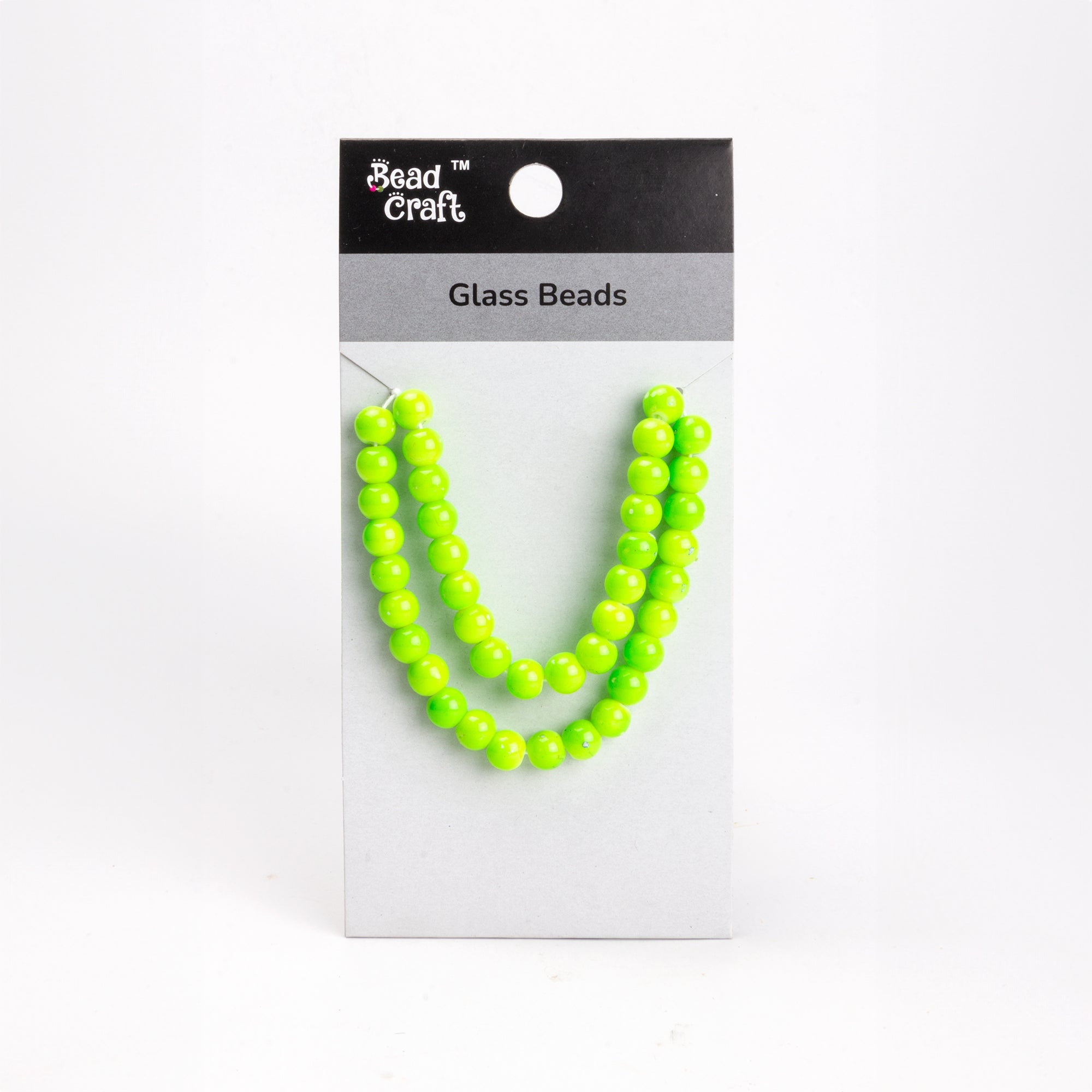 Glass Beads Round Lime Green Approx 8.27Mm 1 String