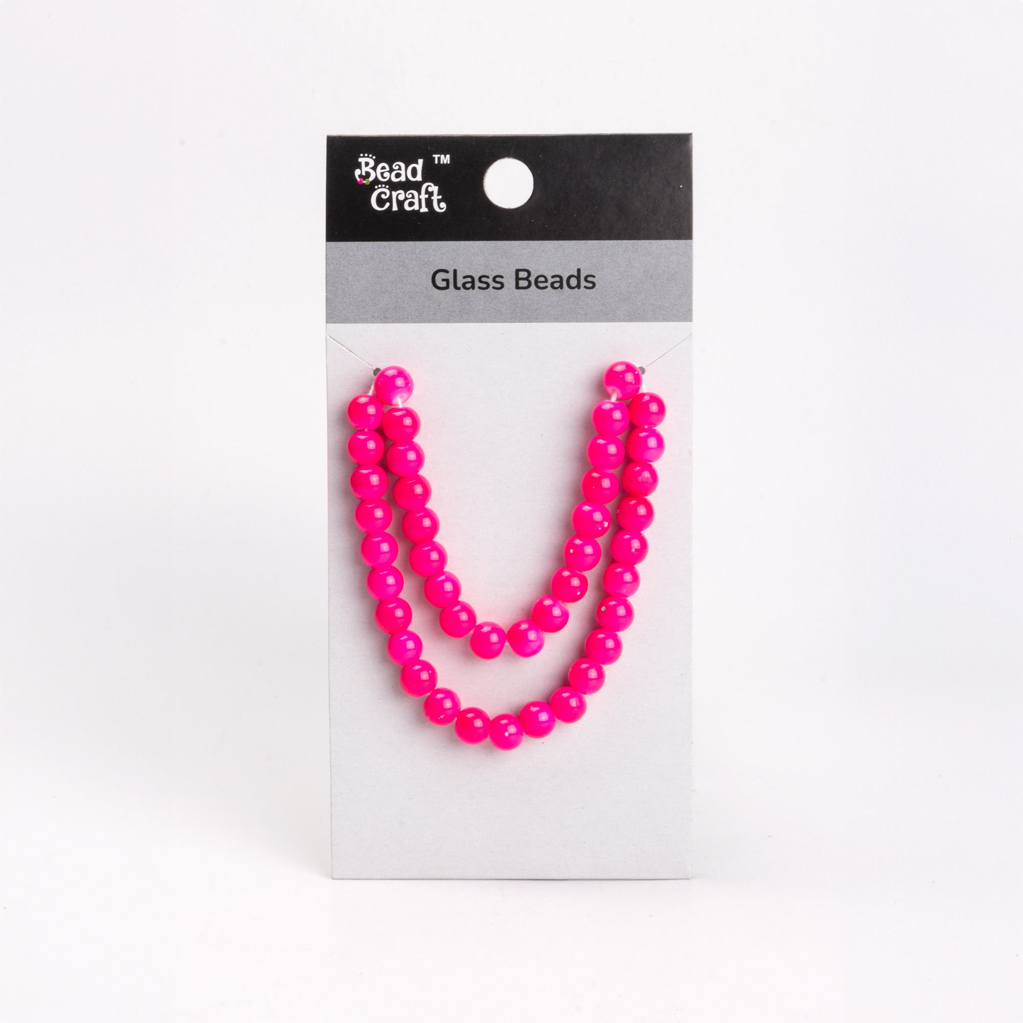 Glass Beads Round Hot Pink Approx 8.27Mm 1 String