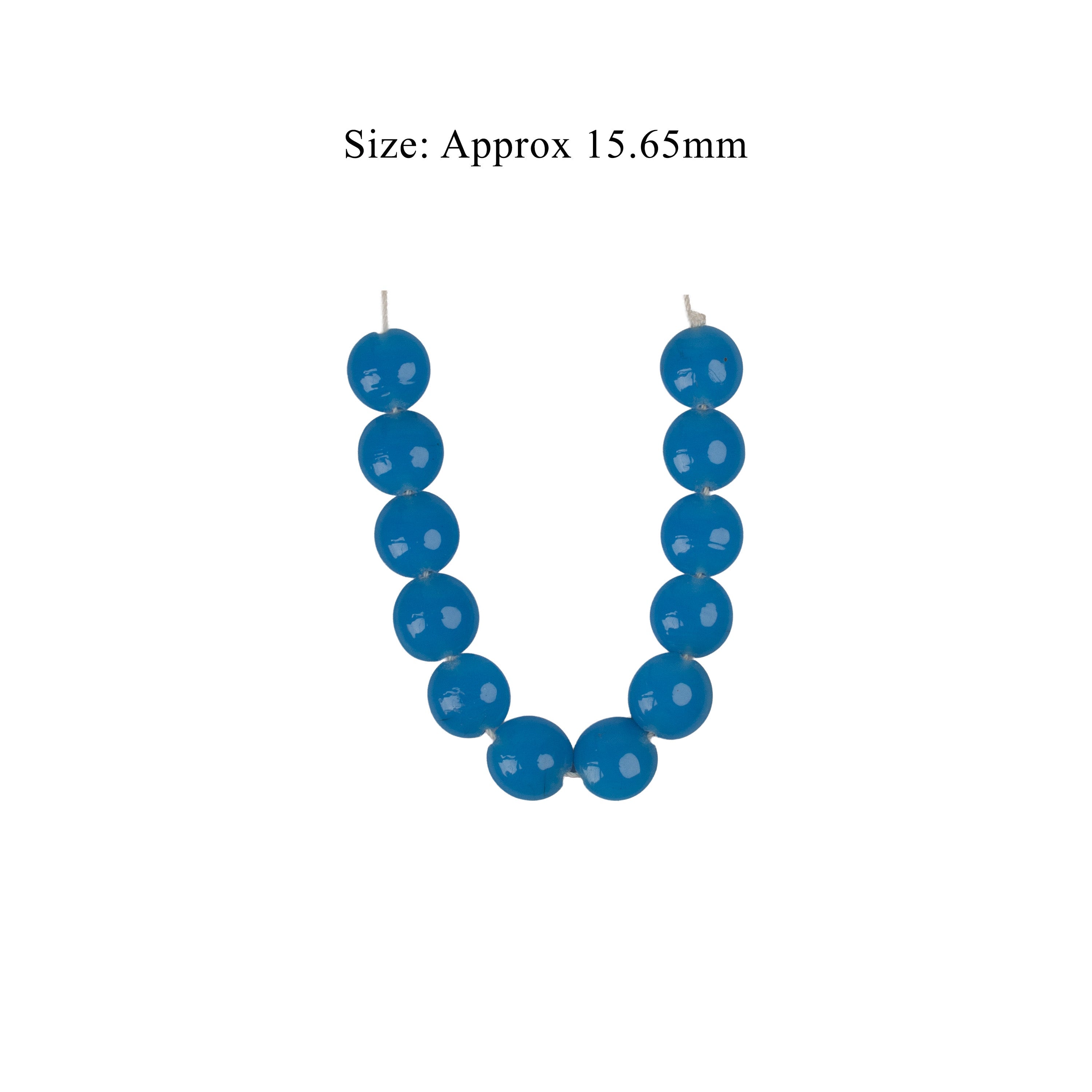 Glass Beads Flat Round Azure Approx 15.65mm 1 String