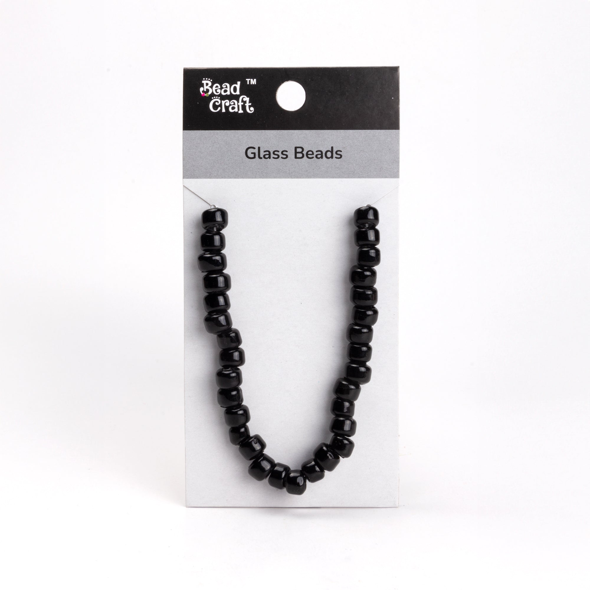Glass Beads Round Black Approx 9.20Mm 1 String